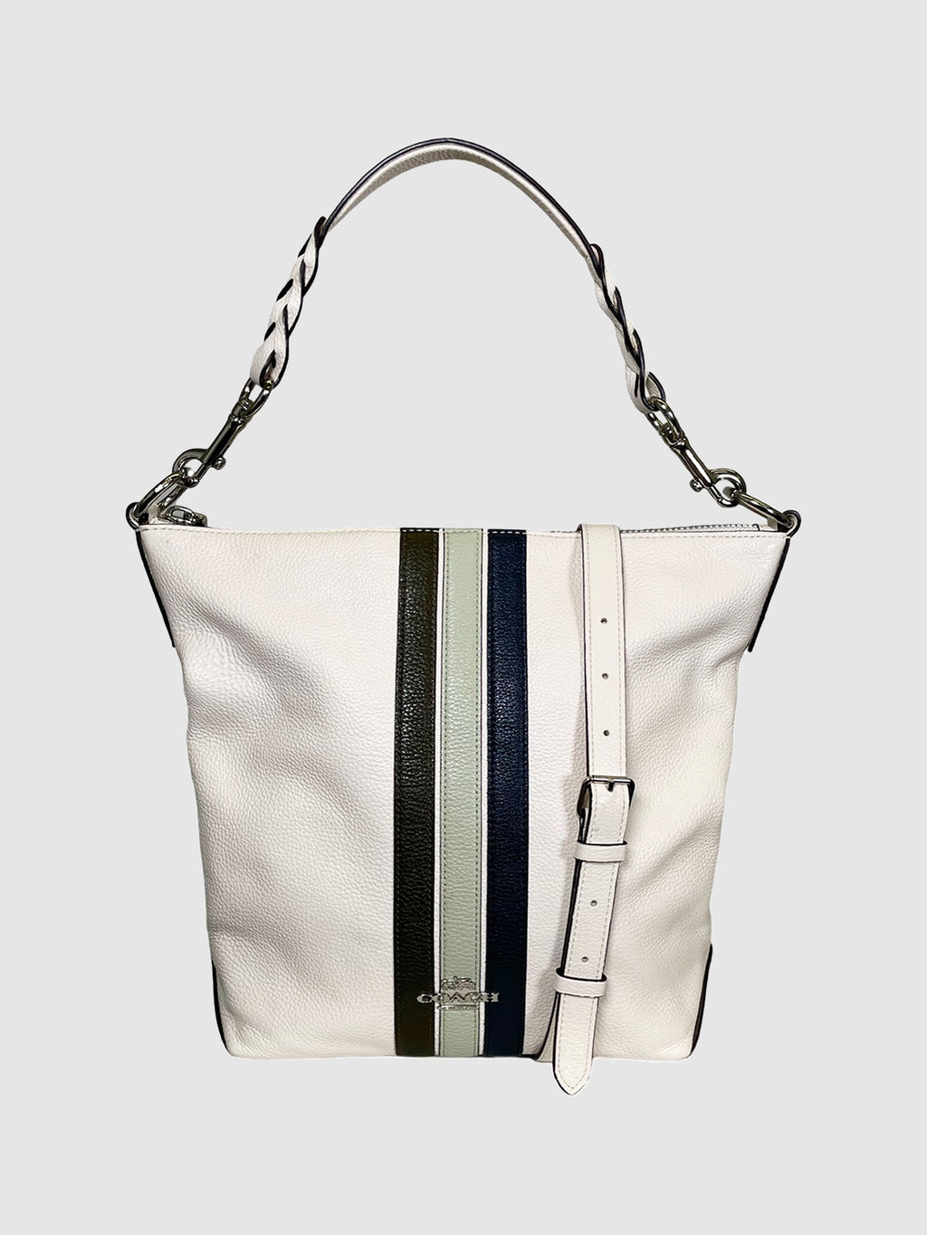 Leather Striped Satchel