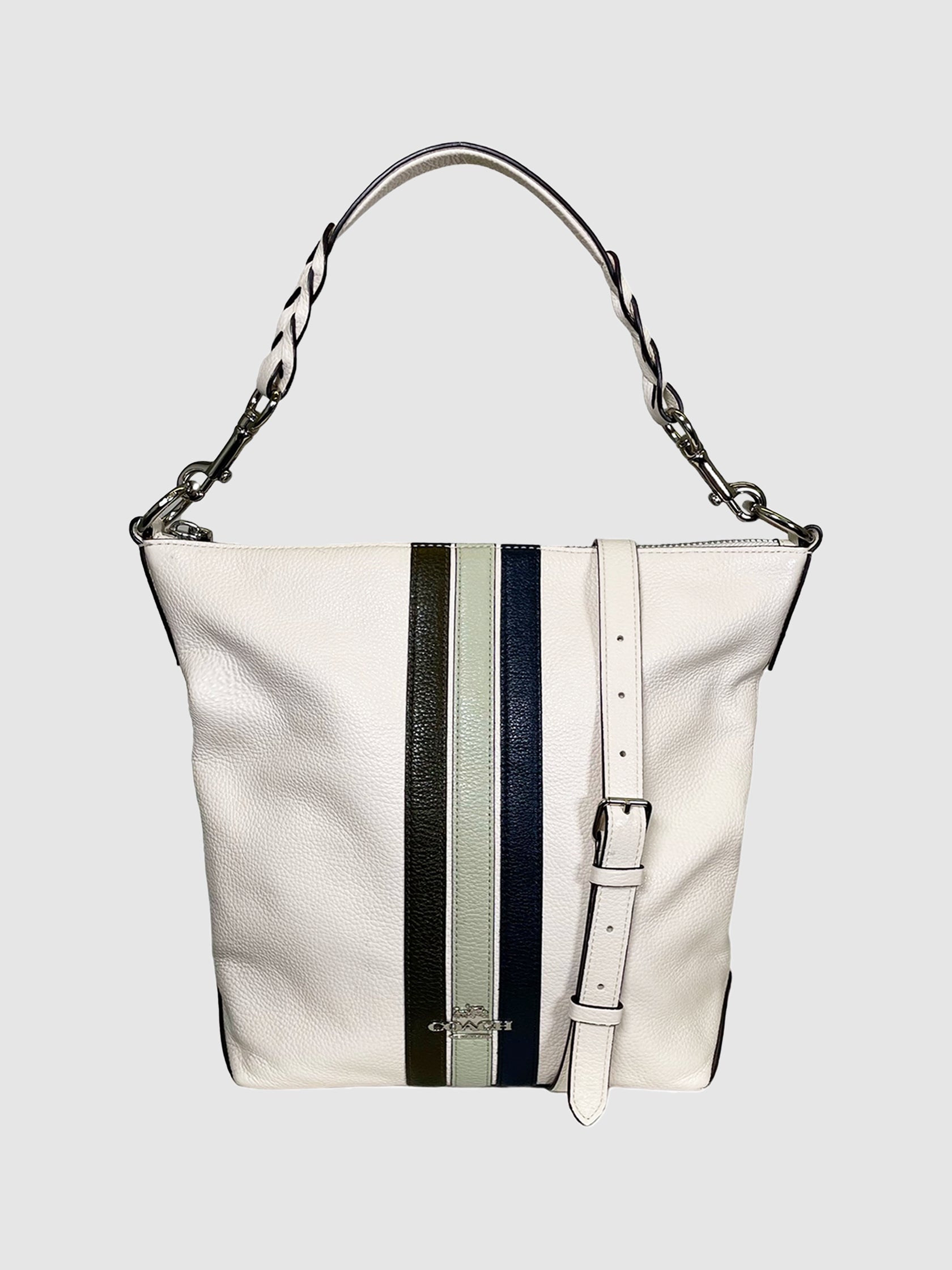 Leather Striped Satchel