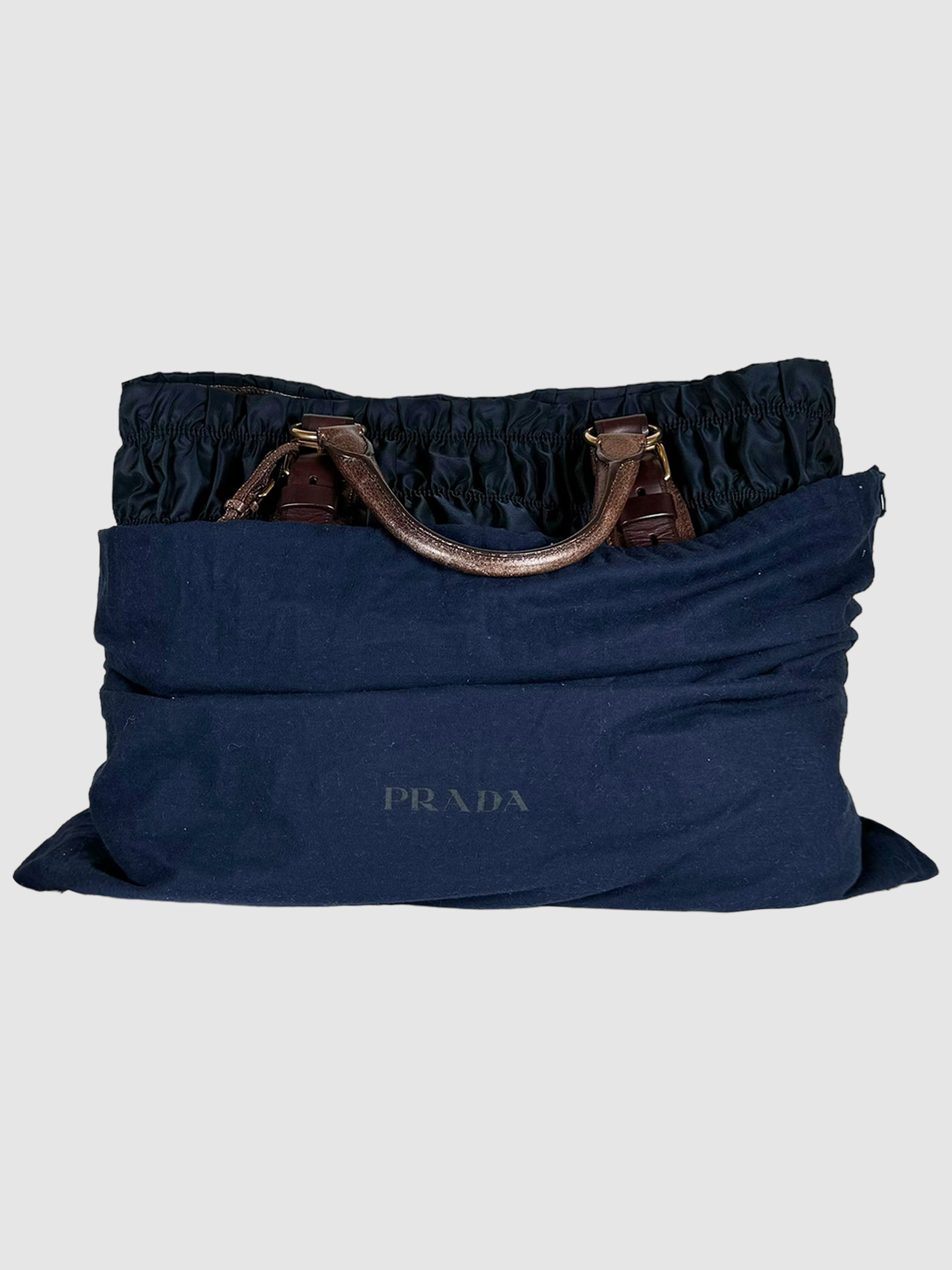 Prada Navy Blue Large Tessuto Gaufre Tote Bag Consignment Secondhand Designer Luxury Resale Toronto Trendy