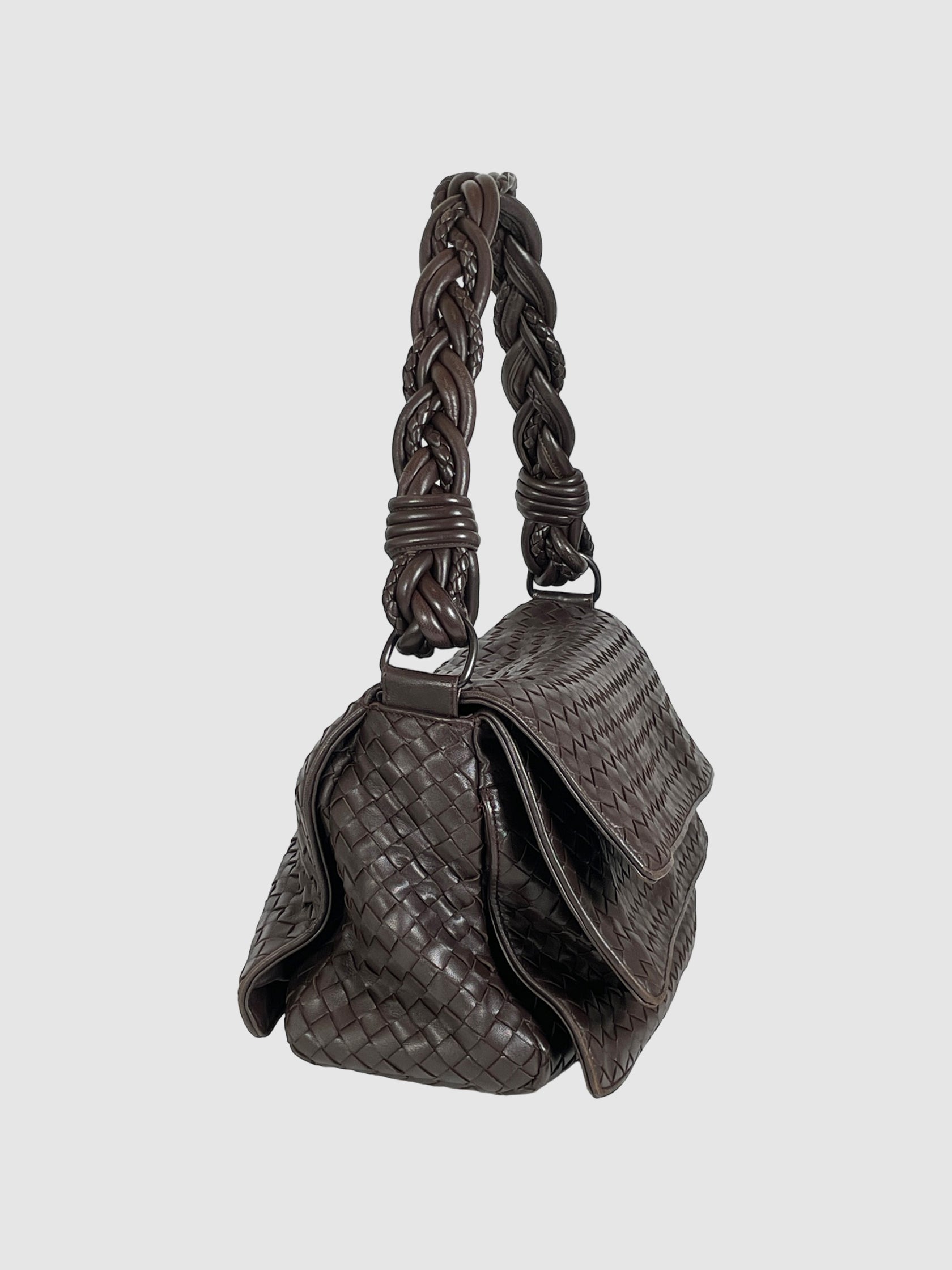 Braided Double Flap Handbag
