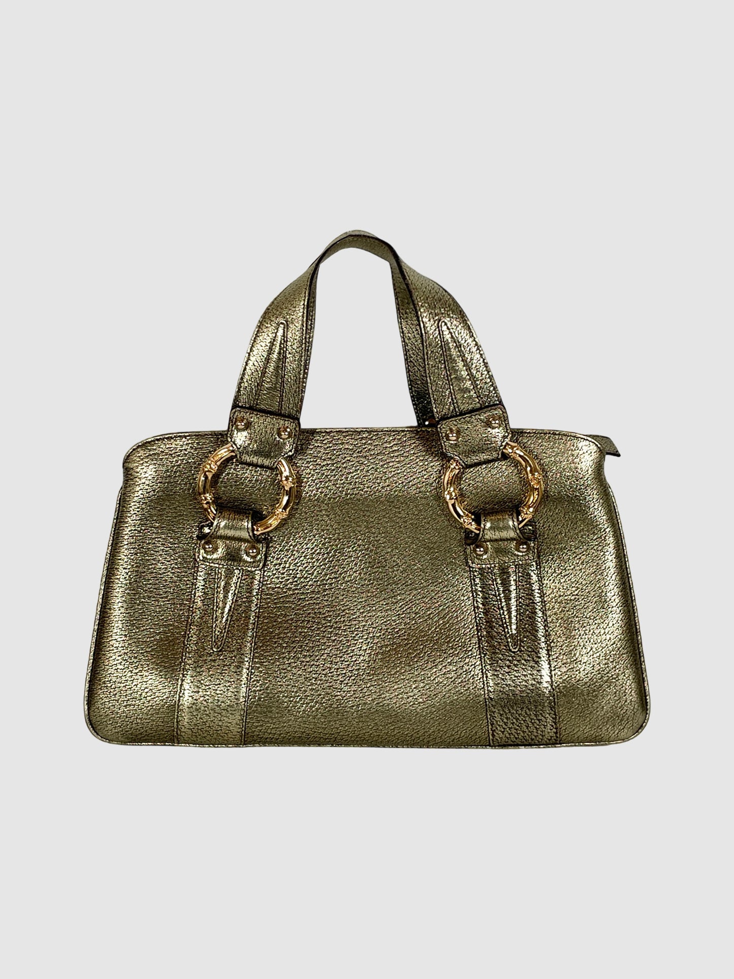 Bamboo Ring Leather Handbag