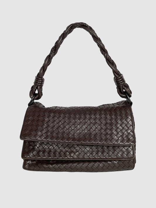 Bottega Veneta Braided Double Flap Handbag