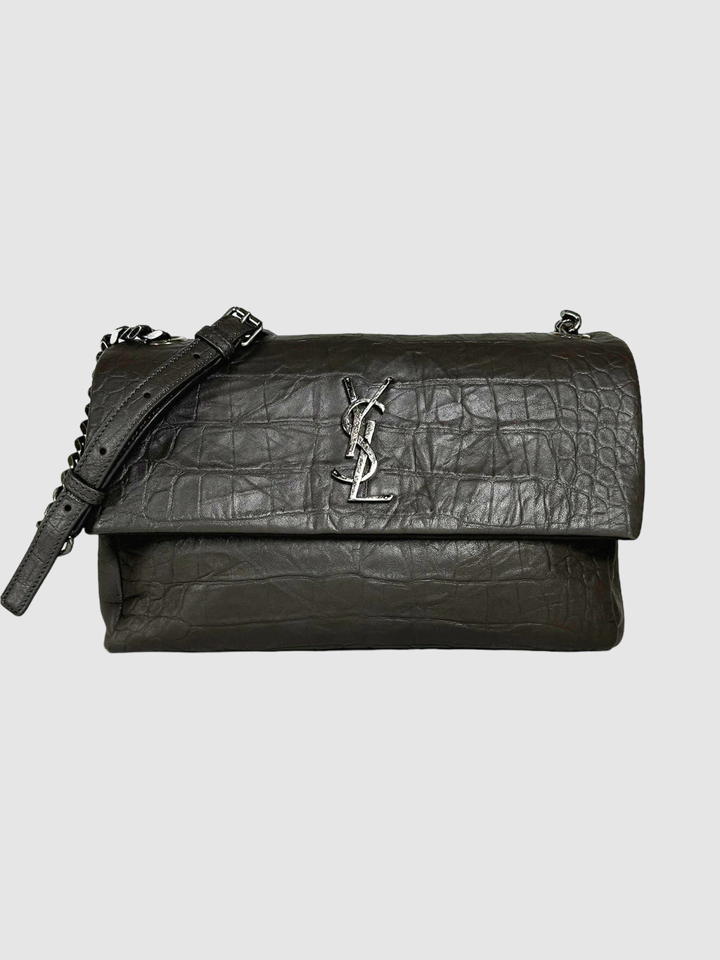 Saint Laurent Medium Croc Embossed West Hollywood Bag Consignment Secondhand Designer Luxury Resale Toronto Trendy