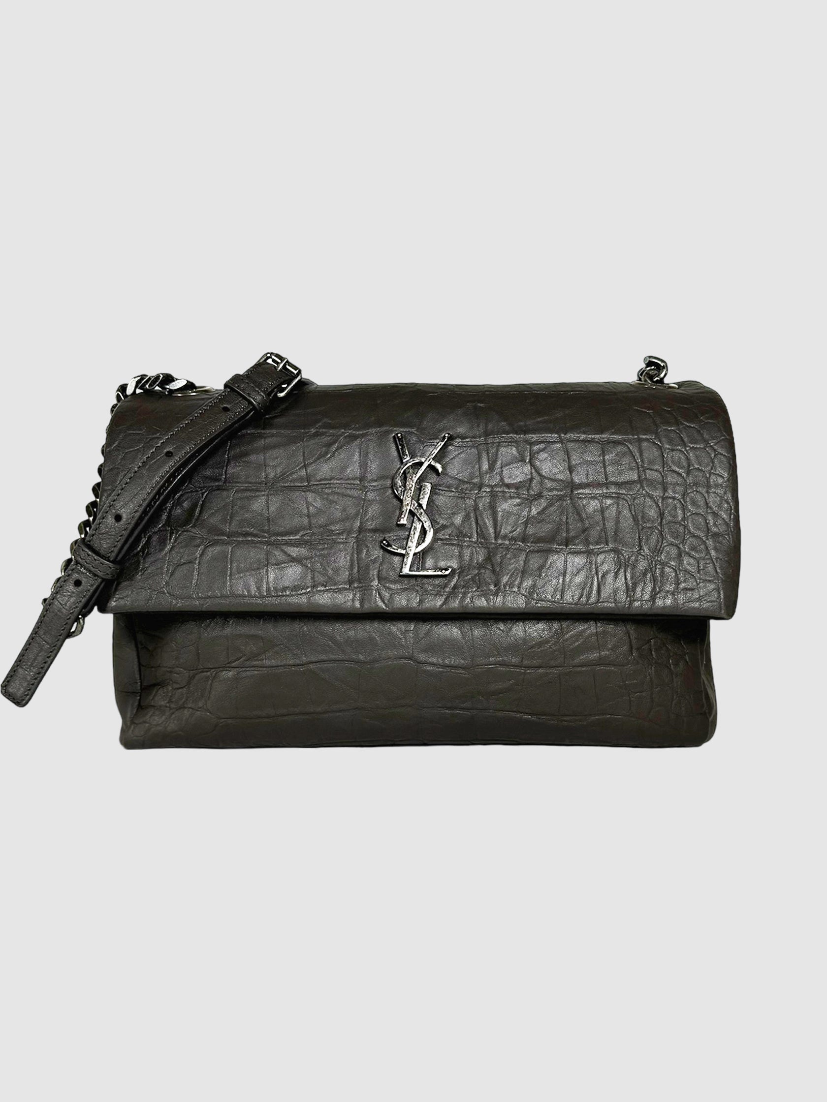 Saint Laurent Medium Croc Embossed West Hollywood Bag Consignment Secondhand Designer Luxury Resale Toronto Trendy