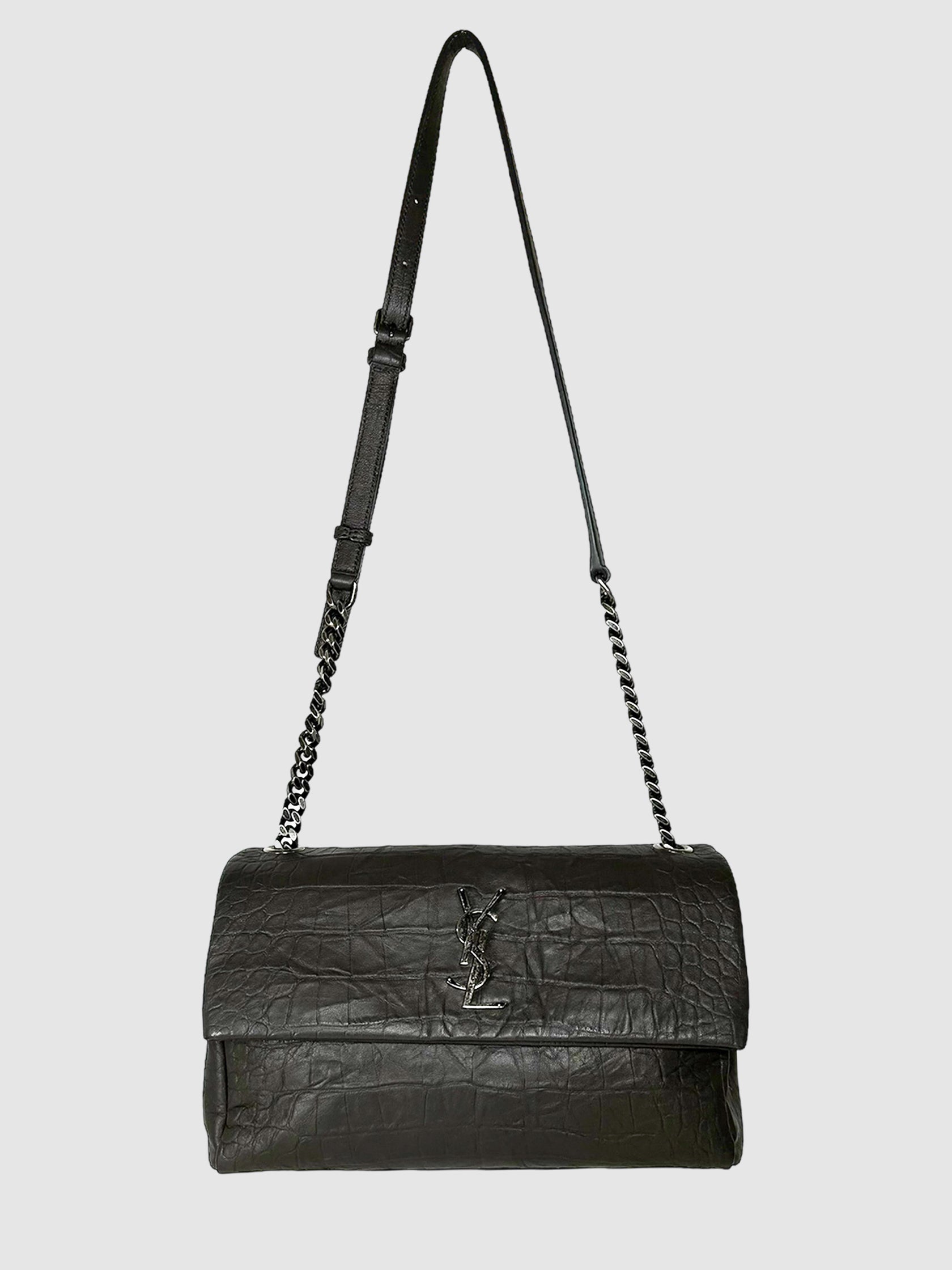 Saint Laurent Medium Croc Embossed West Hollywood Bag Consignment Secondhand Designer Luxury Resale Toronto Trendy