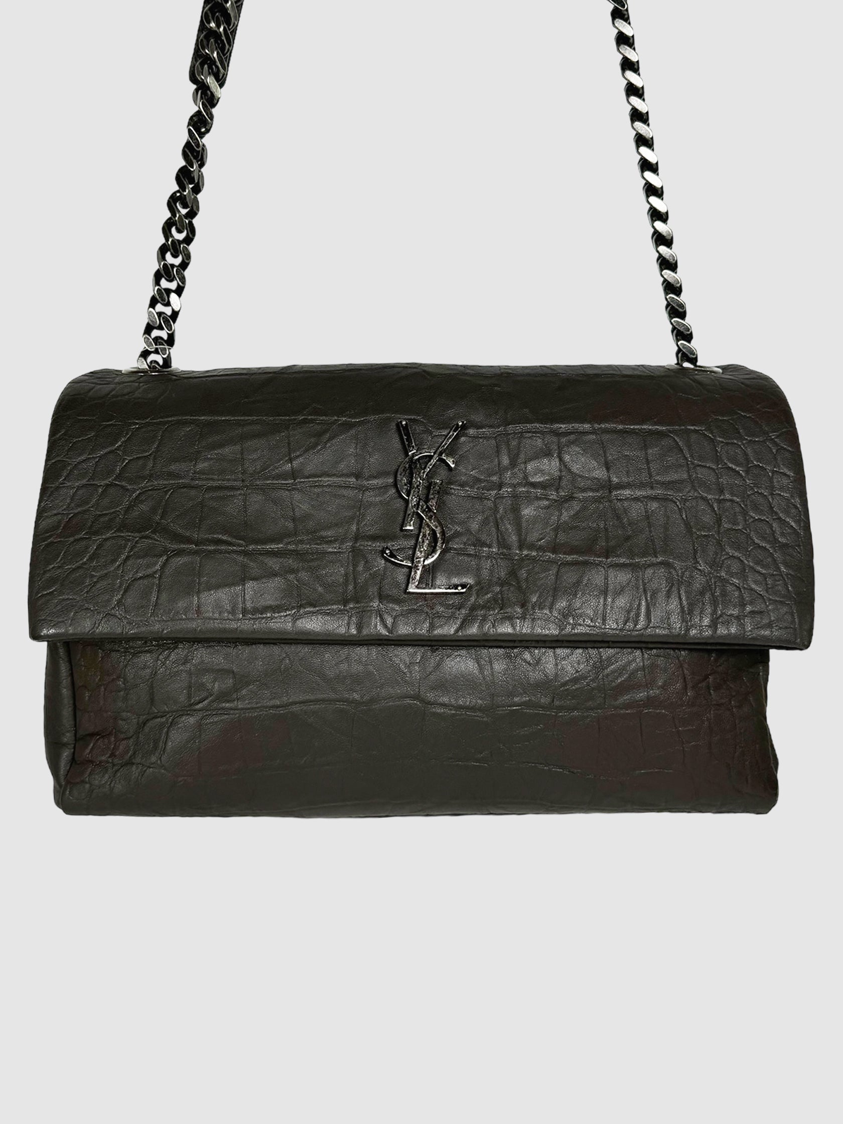Saint Laurent Medium Croc Embossed West Hollywood Bag Consignment Secondhand Designer Luxury Resale Toronto Trendy