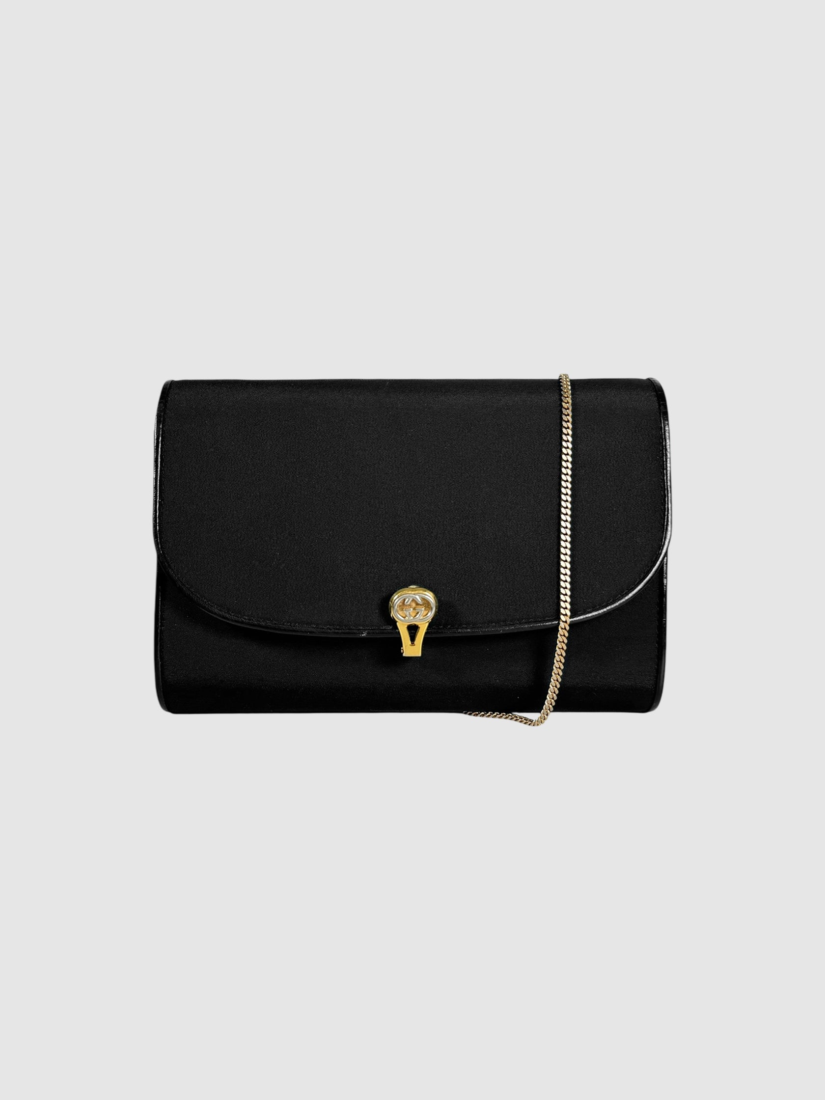 Gucci Black 1980s Nylon Envelope Clutch Crossbody Bag Luxury Designer Resale Consignment Canada Toronto