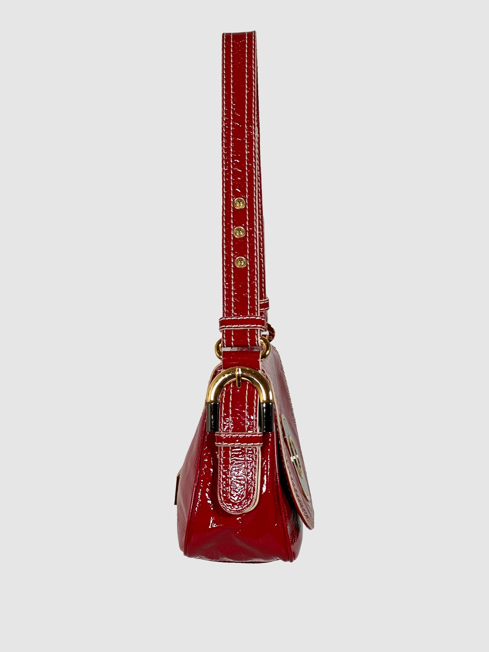 Badgley Mischka Patent Leather Flap Shoulder Bag