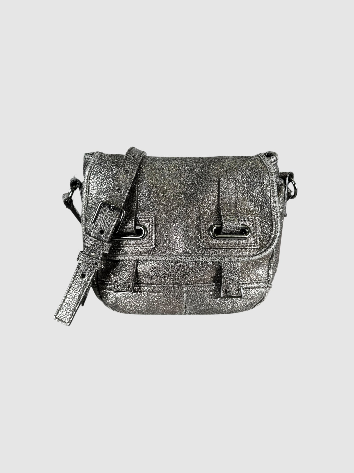 Small Volcano Crackled Leather Crossbody Bag