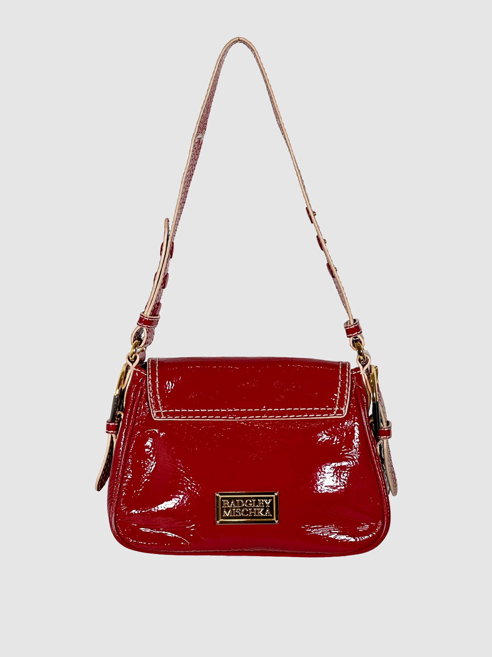Badgley Mischka Patent Leather Flap Shoulder Bag