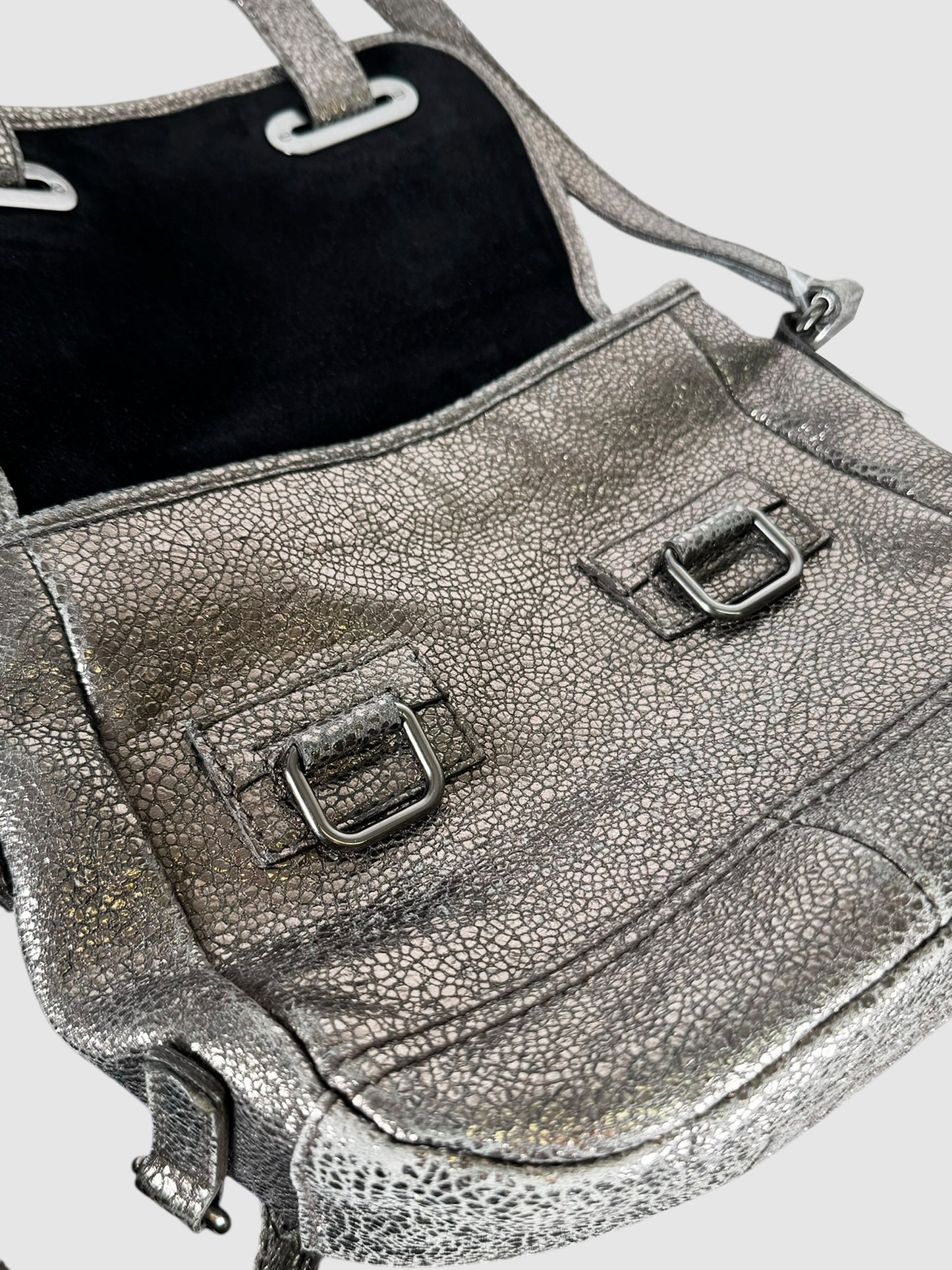 Small Volcano Crackled Leather Crossbody Bag