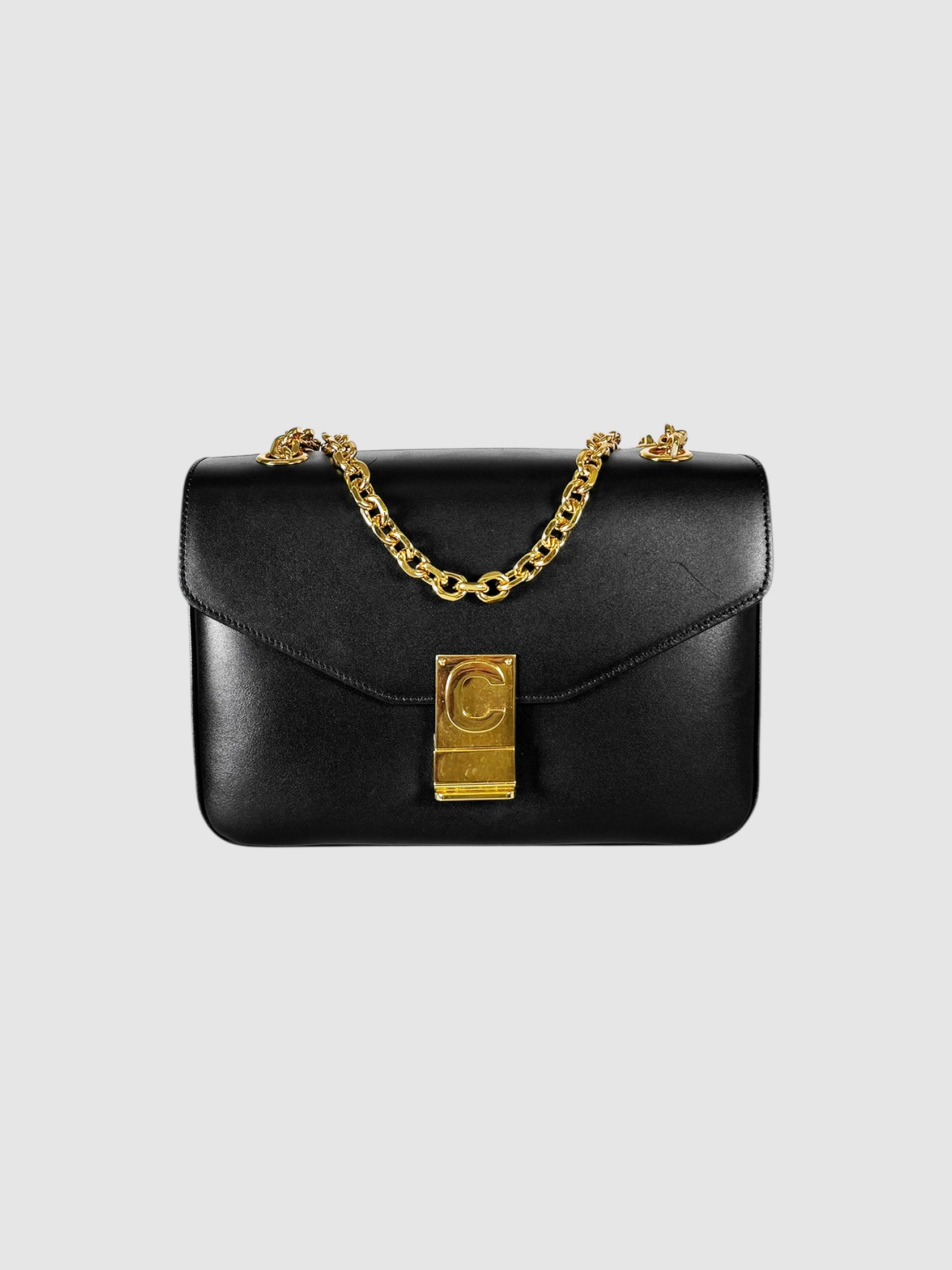 Celine 2019 Black Medium Shiny Calfskin C Bag Luxury Designer Resale Consignment Canada Toronto