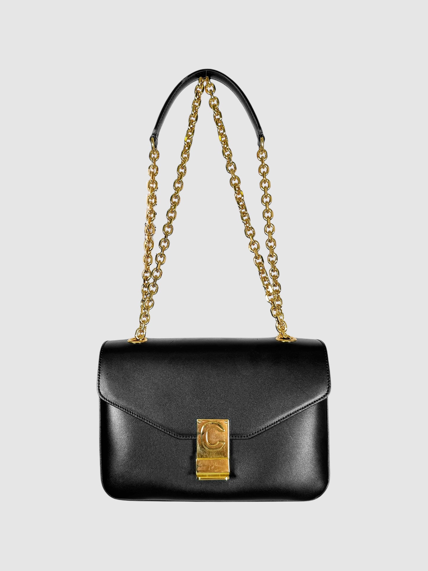 Celine 2019 Black Medium Shiny Calfskin C Bag Luxury Designer Resale Consignment Canada Toronto