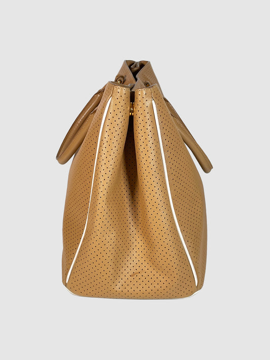 Large Perforated Saffiano Leather Gardener's Tote