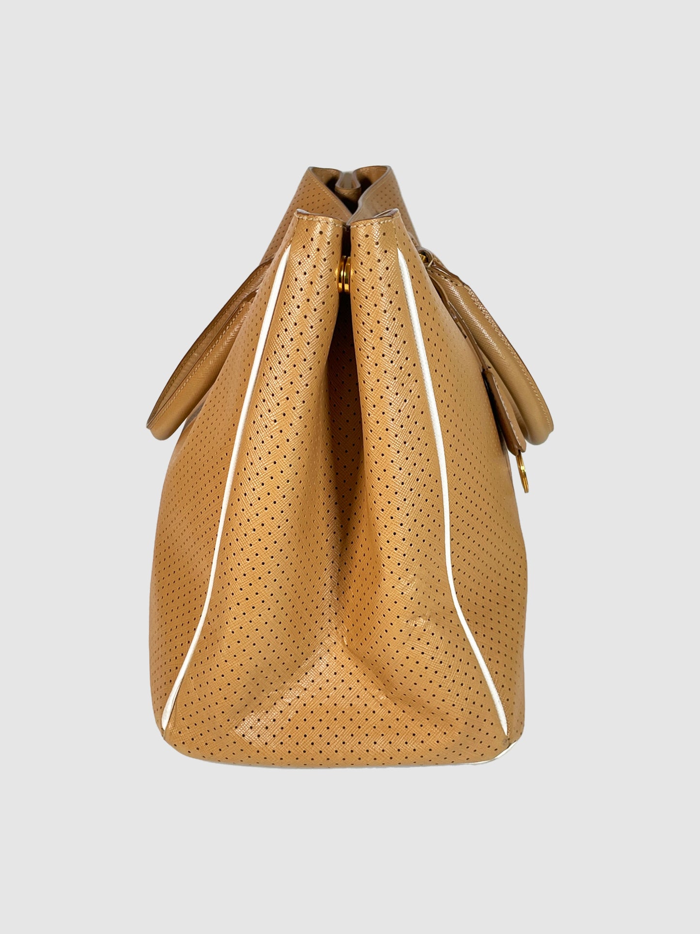 Large Perforated Saffiano Leather Gardener's Tote