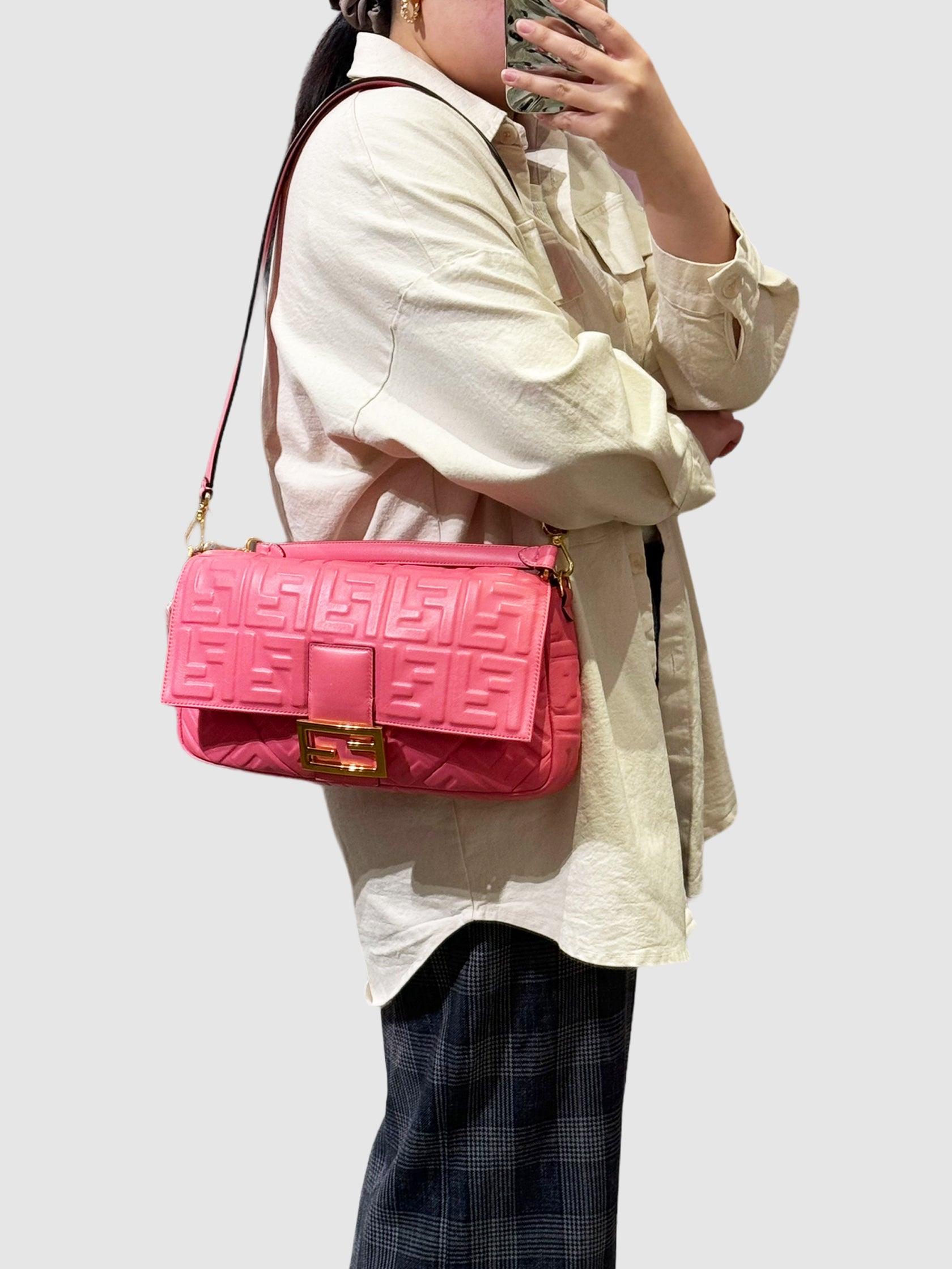 Leather Nappa FF Baguette Bag