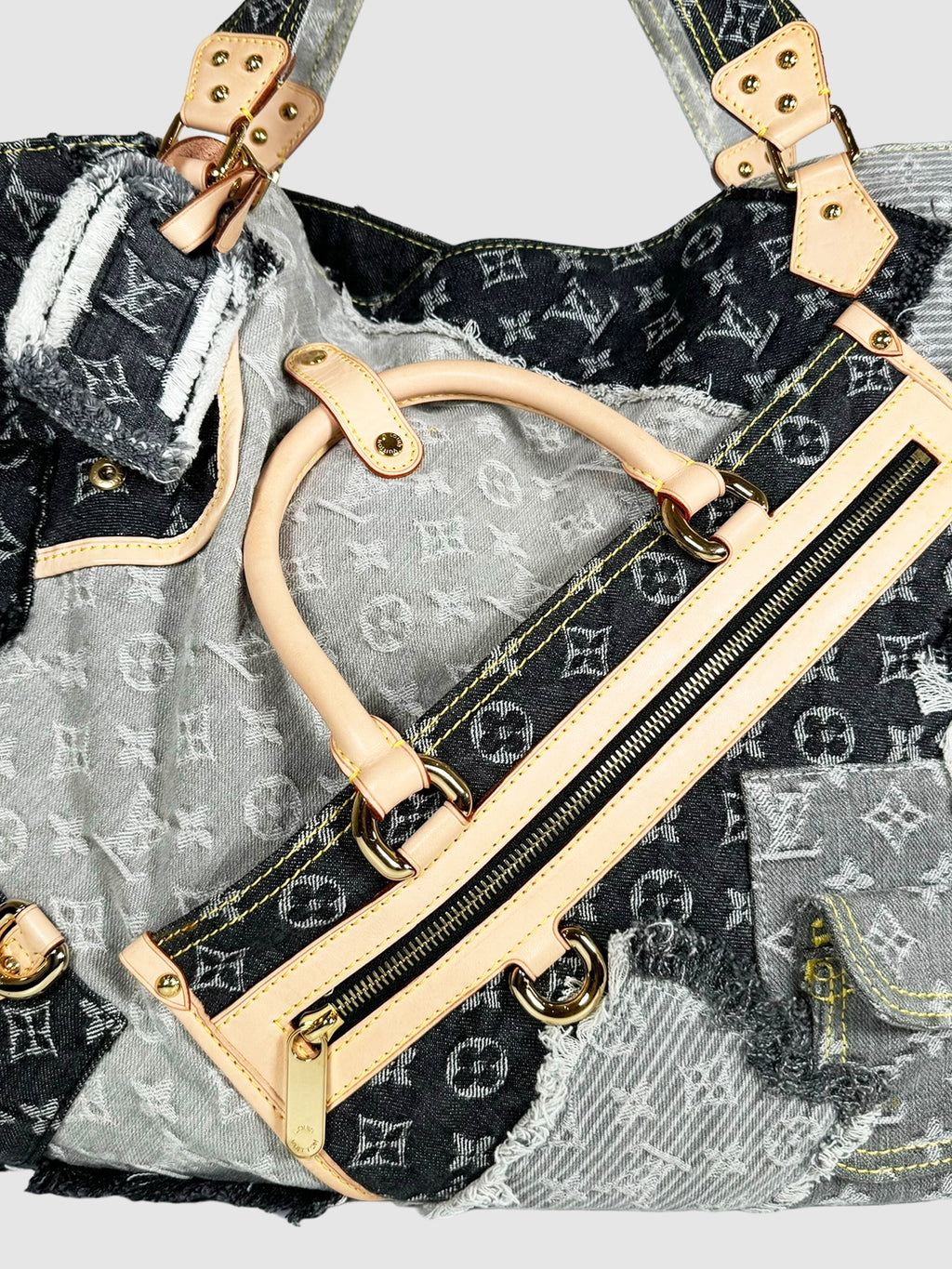 2007 XL Denim Patchwork Cabby Tote