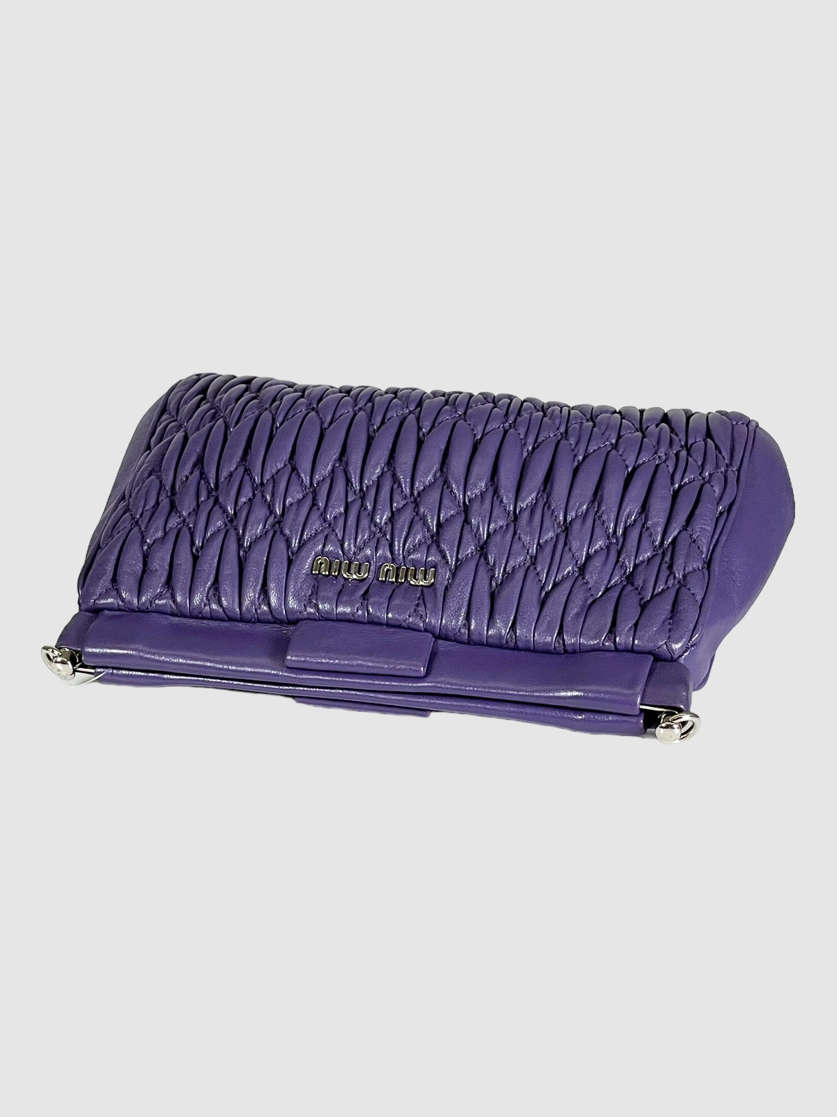 Matelassé Leather Clutch