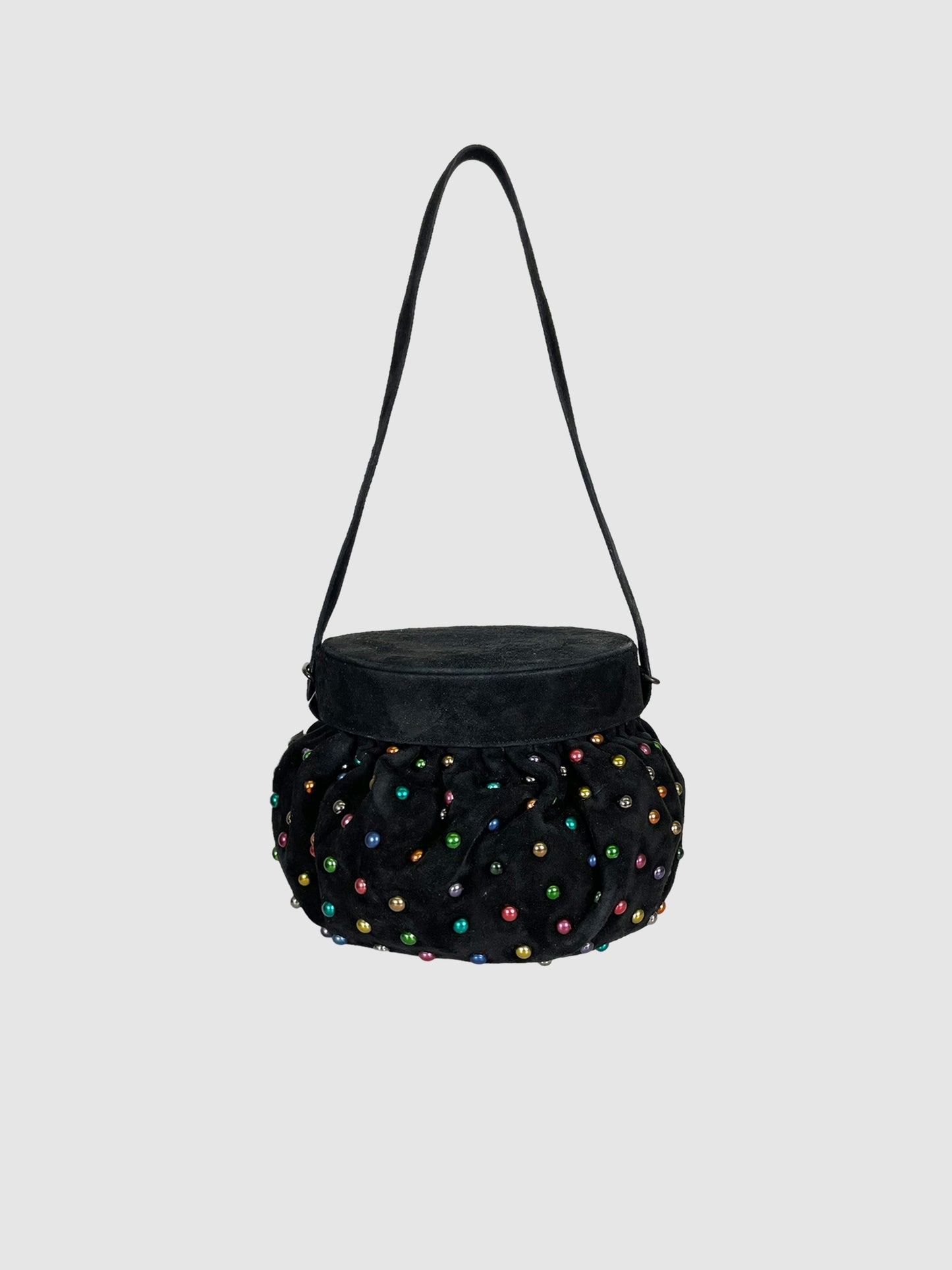 Renaud Pellegrino Suede Pouch with Multi-Colour Studs