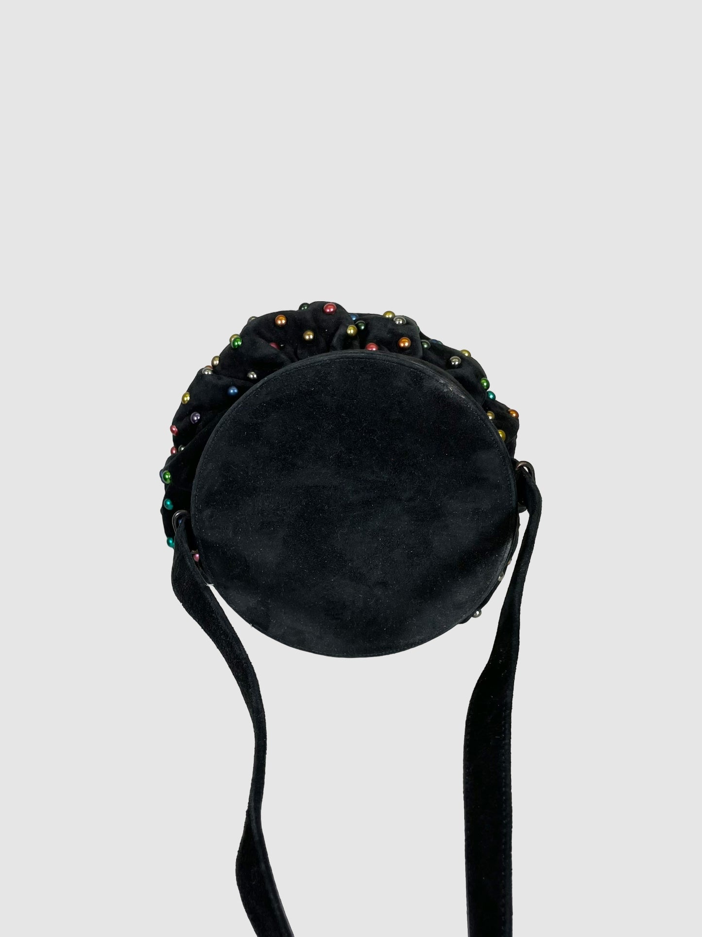 Renaud Pellegrino Suede Pouch with Multi-Colour Studs