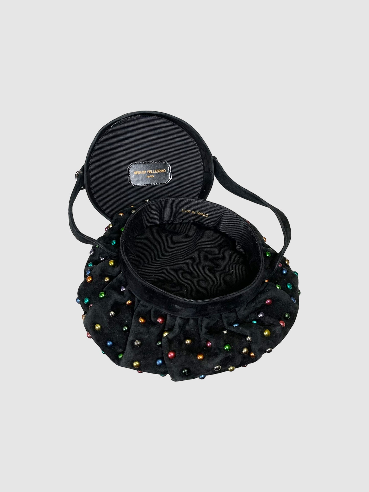 Renaud Pellegrino Suede Pouch with Multi-Colour Studs