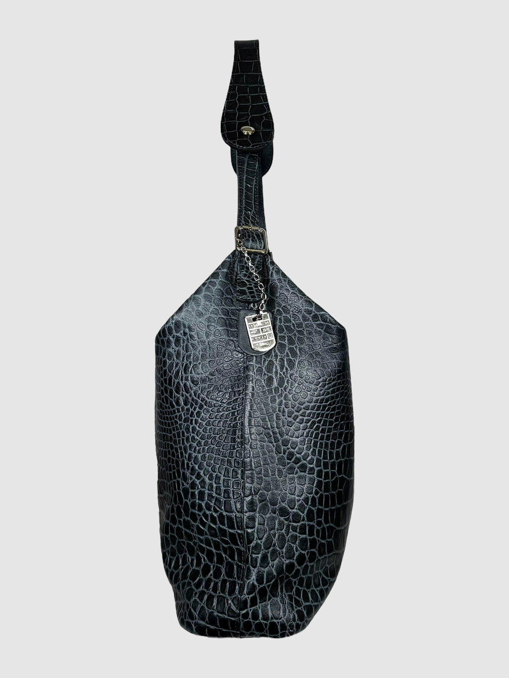 Croc Embossed Leather Shoulder Bag