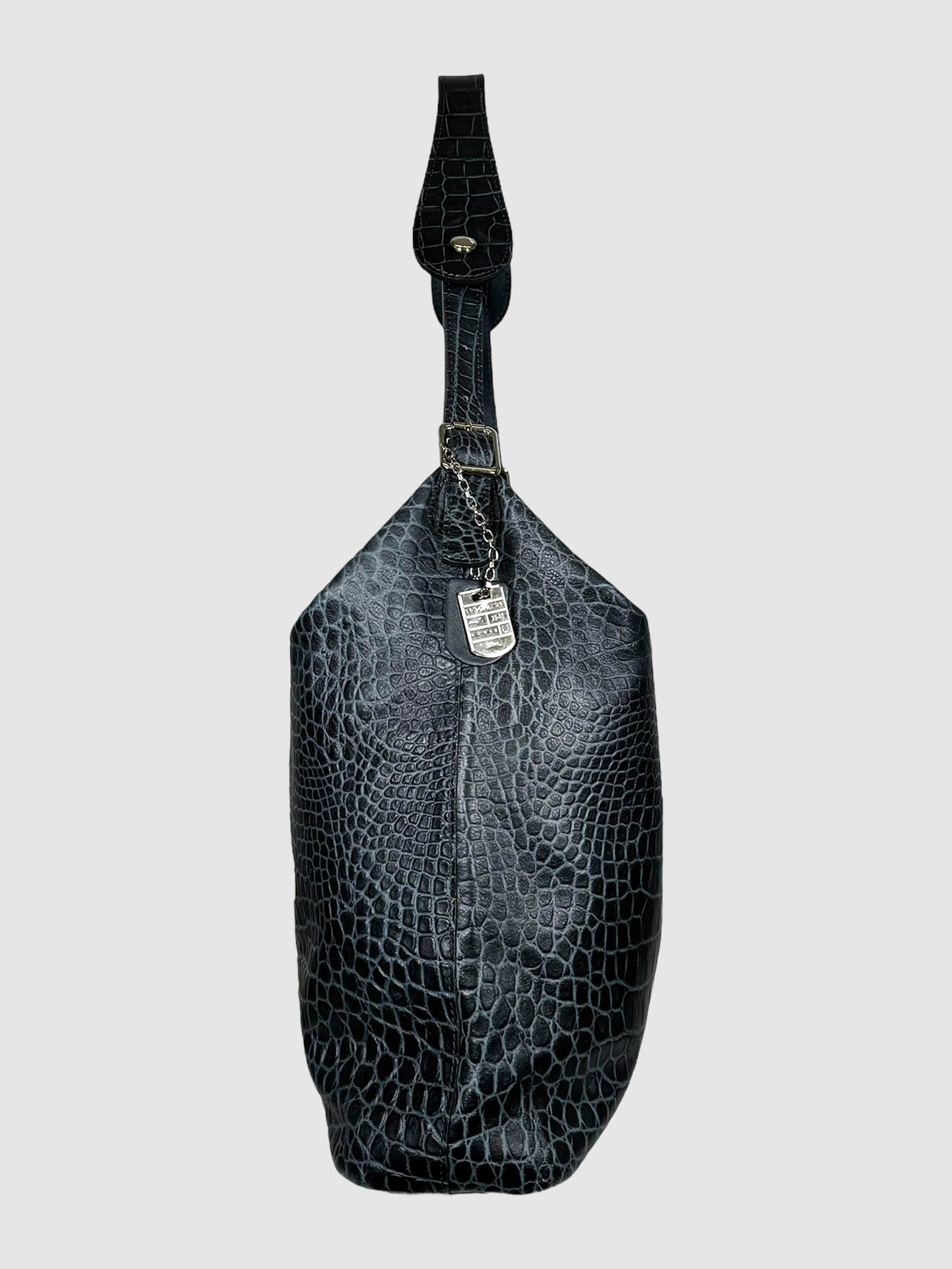 Croc Embossed Leather Shoulder Bag