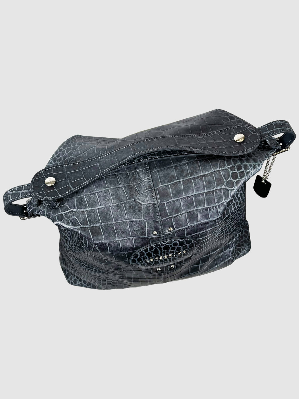 Croc Embossed Leather Shoulder Bag