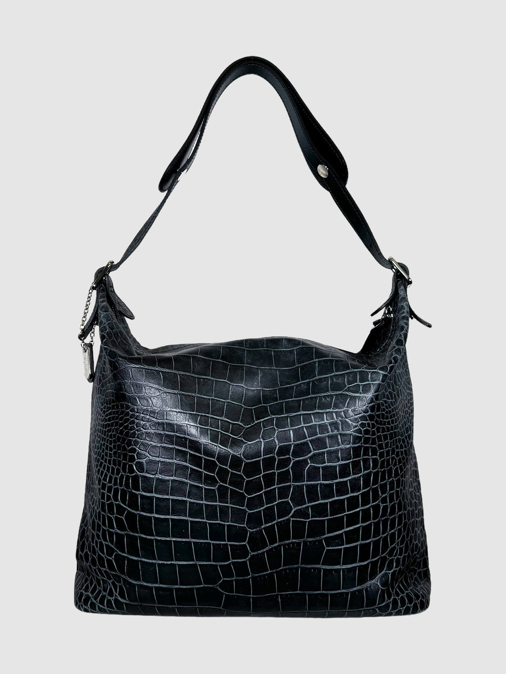 Croc Embossed Leather Shoulder Bag