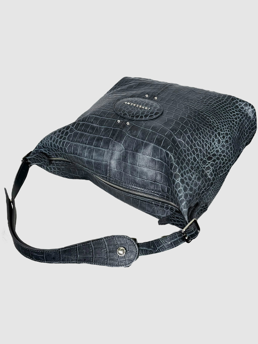 Croc Embossed Leather Shoulder Bag