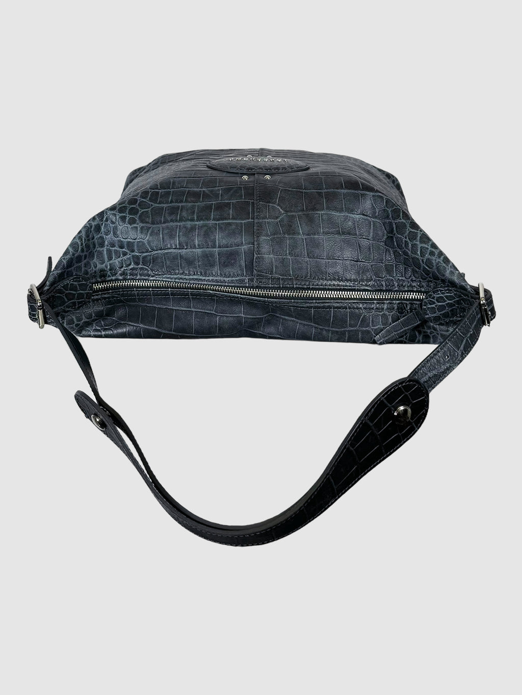 Croc Embossed Leather Shoulder Bag