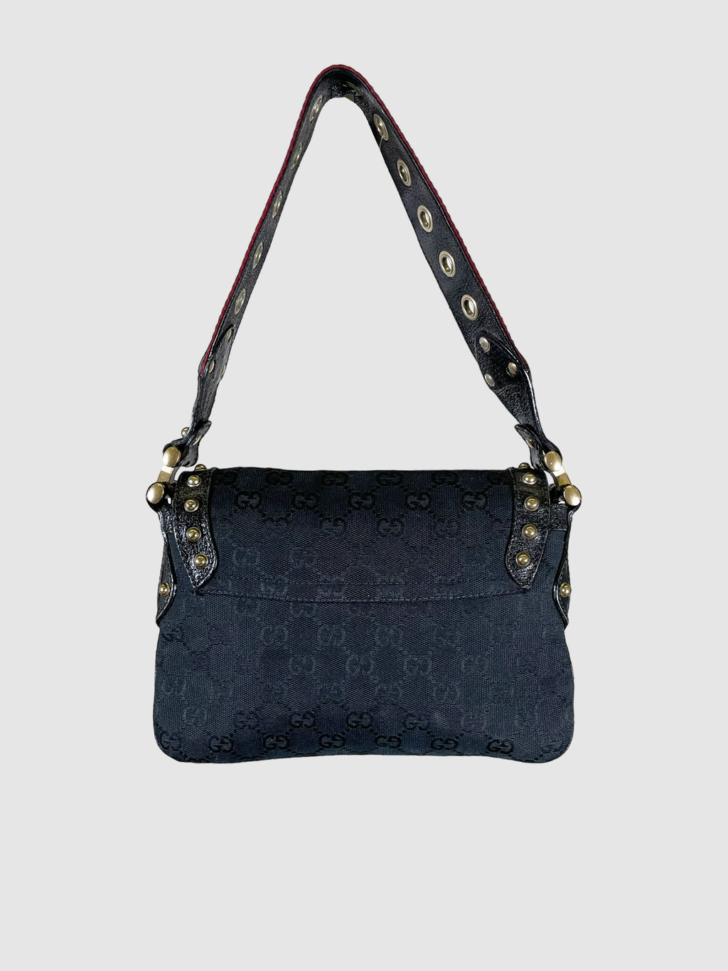 GG Canvas and Leather Studded Pelham Shoulder Bag