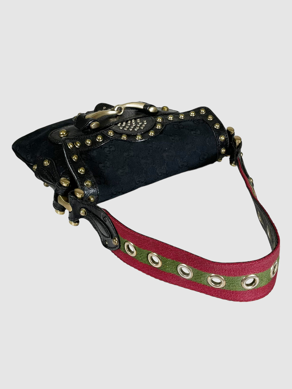 GG Canvas and Leather Studded Pelham Shoulder Bag