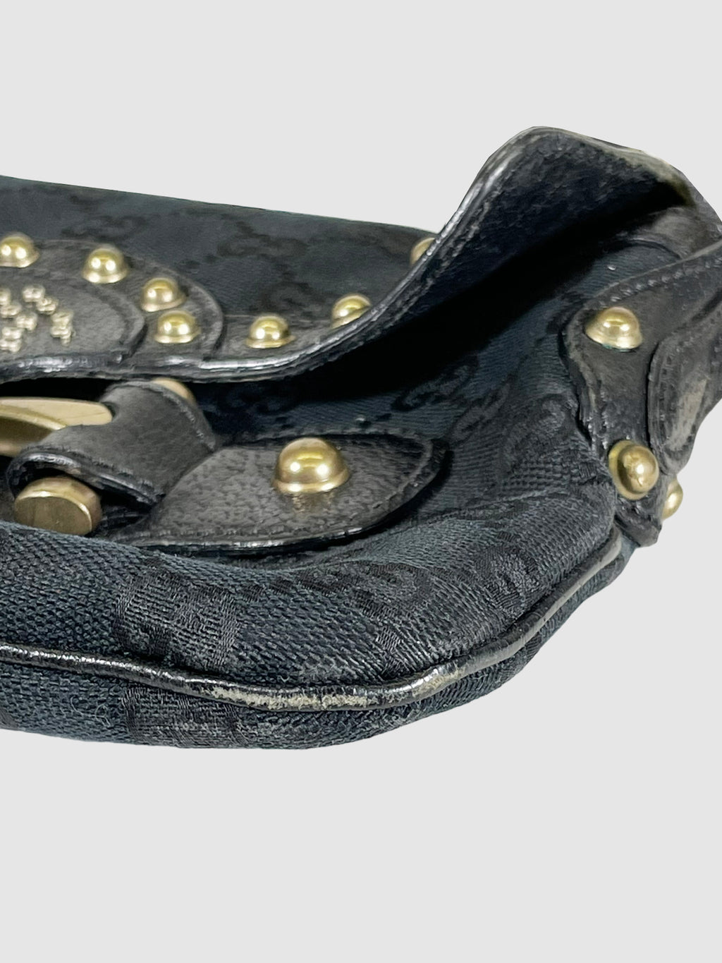 GG Canvas and Leather Studded Pelham Shoulder Bag