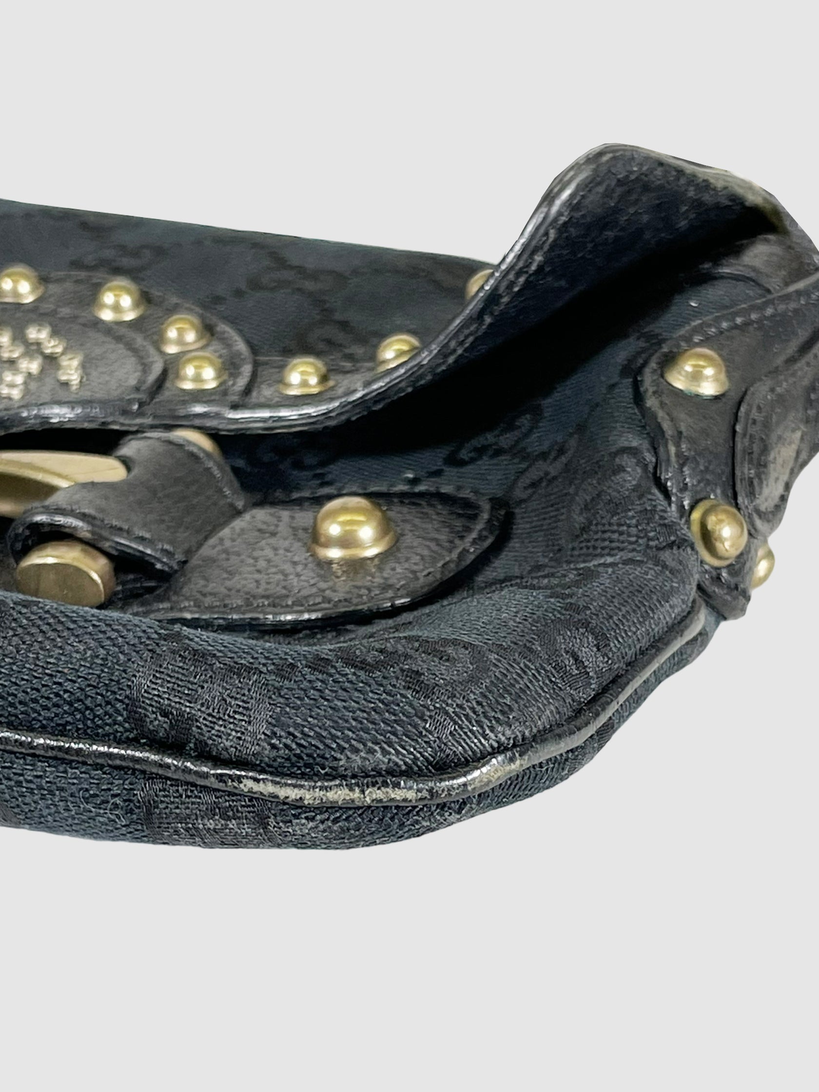 GG Canvas and Leather Studded Pelham Shoulder Bag