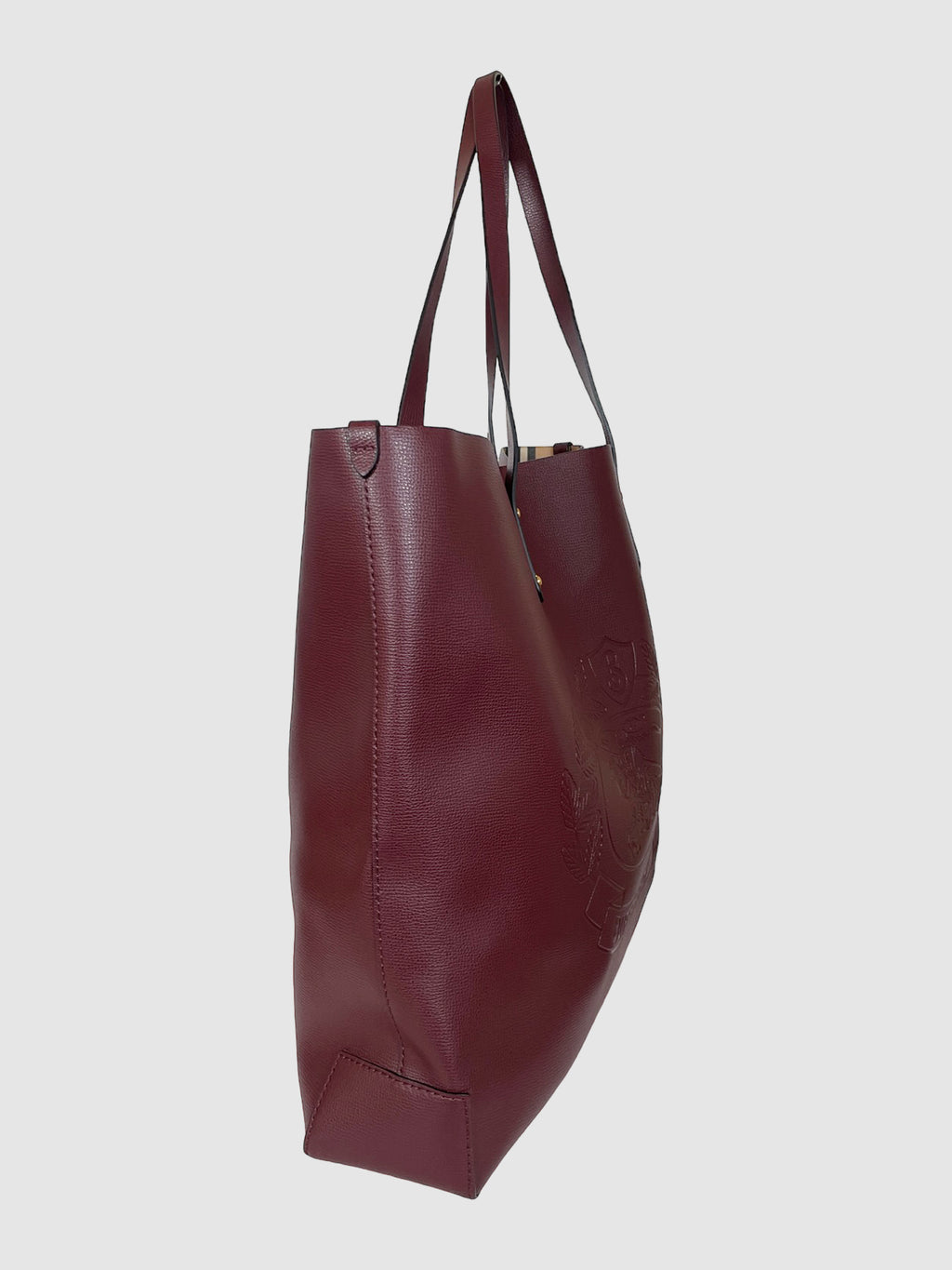 Burberry Embossed Crest Leather Tote