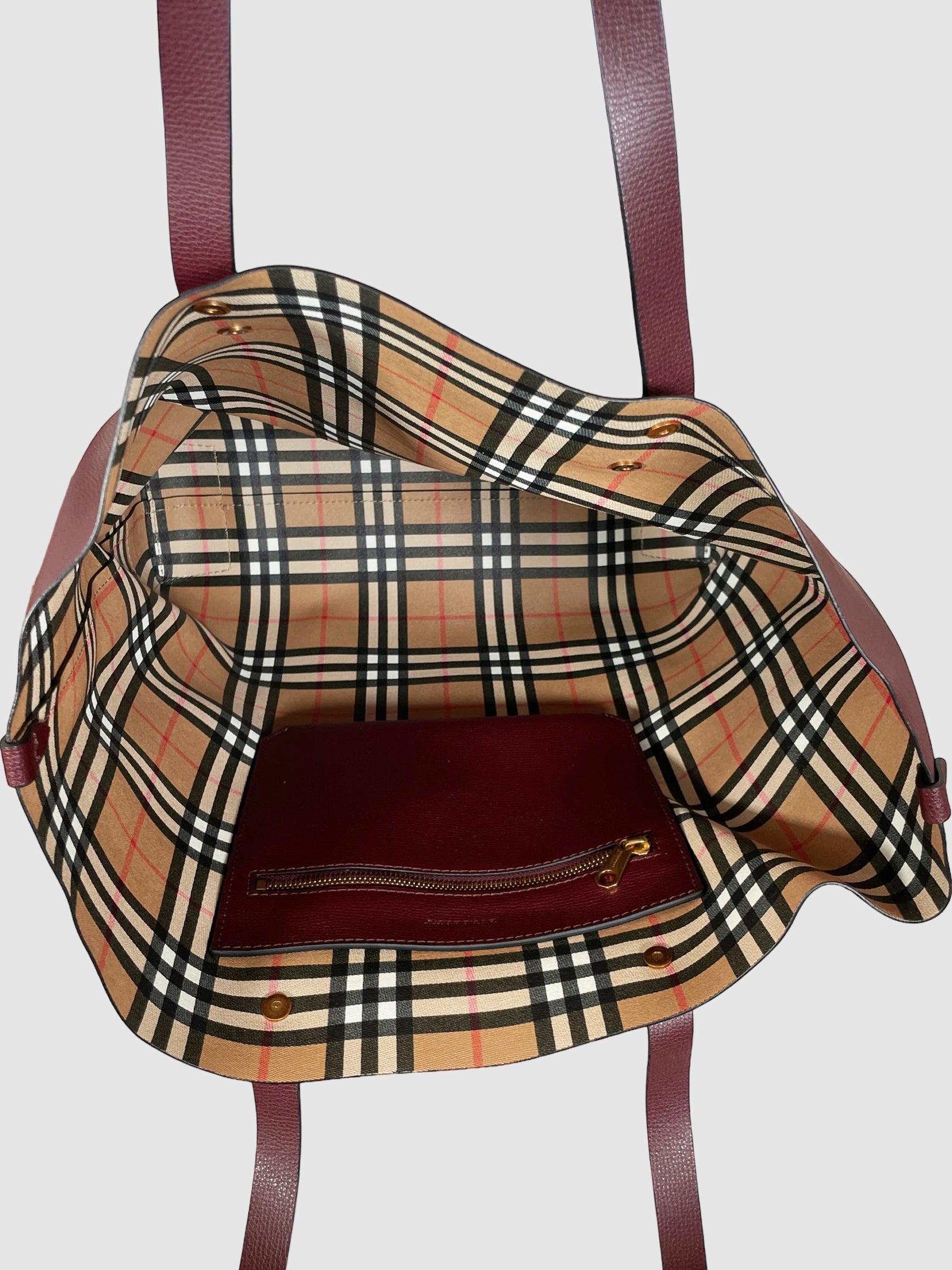 Burberry Embossed Crest Leather Tote