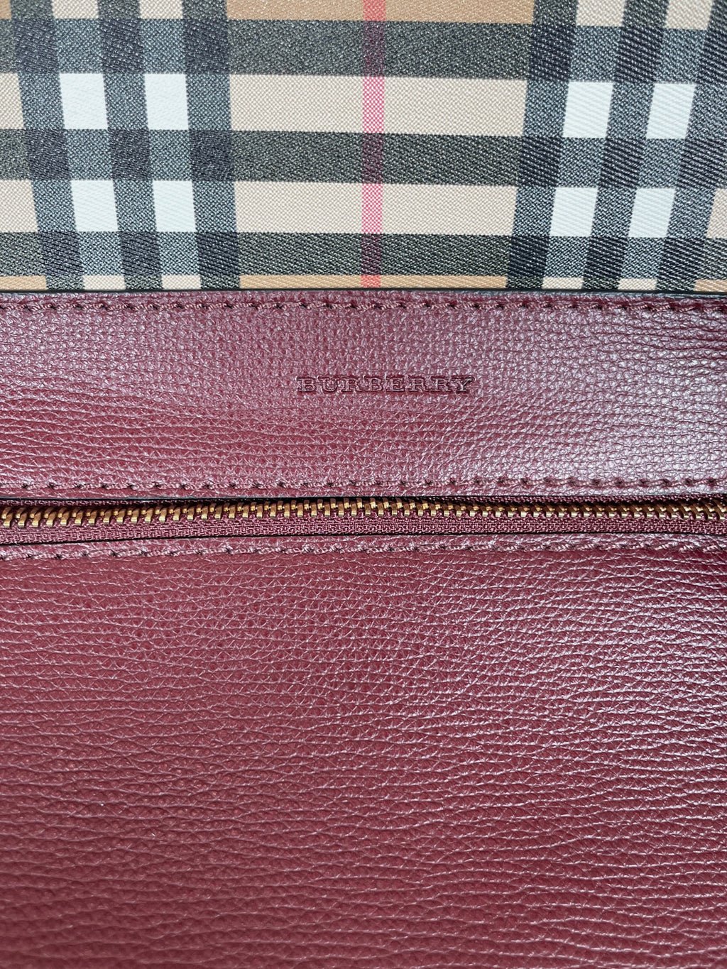 Burberry Embossed Crest Leather Tote