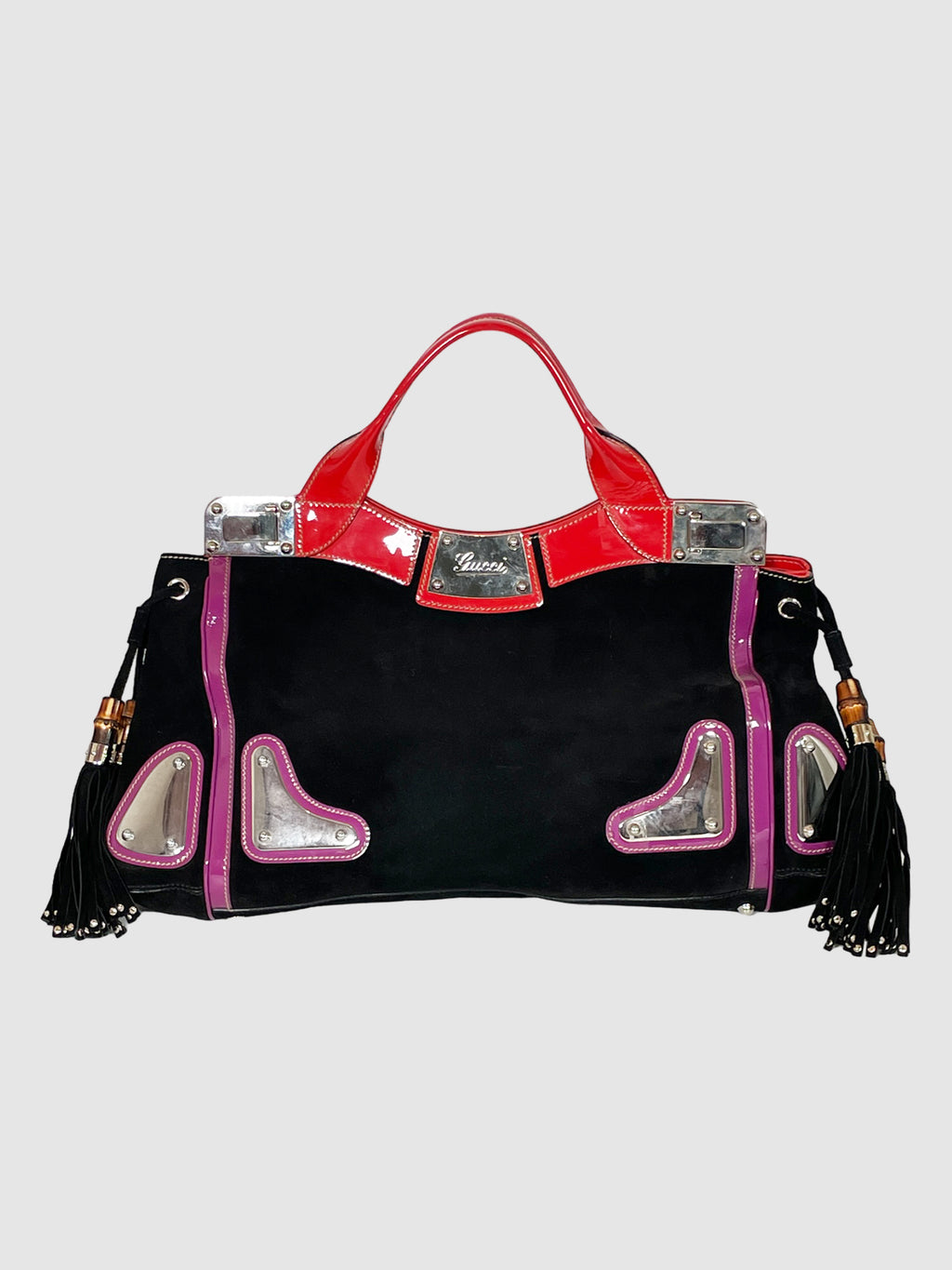 Medium Suede Race Top Handle Bag