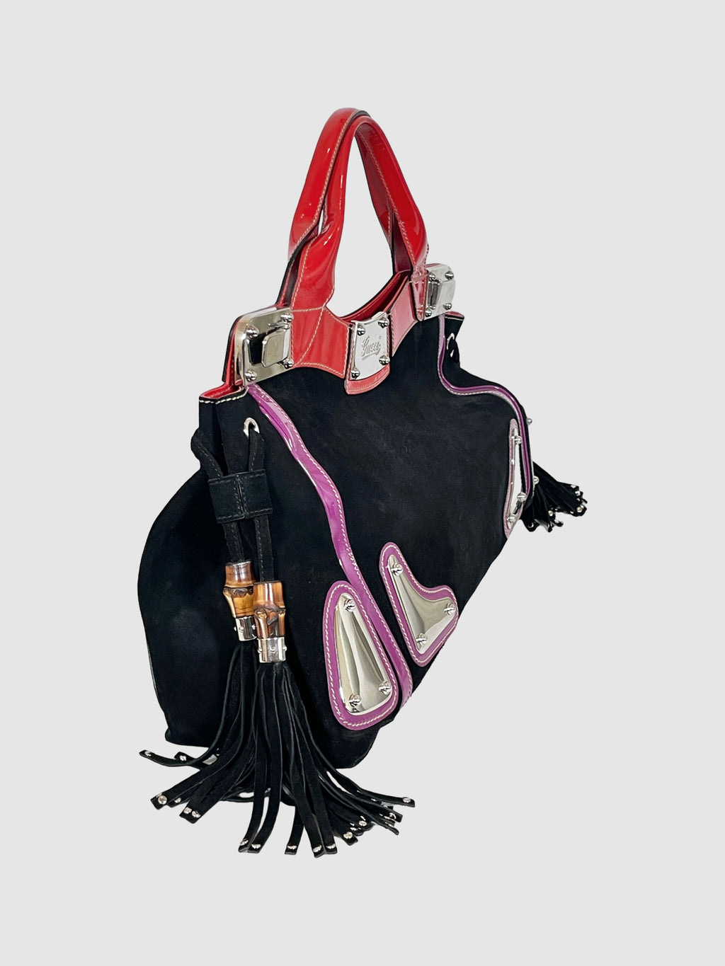 Medium Suede Race Top Handle Bag