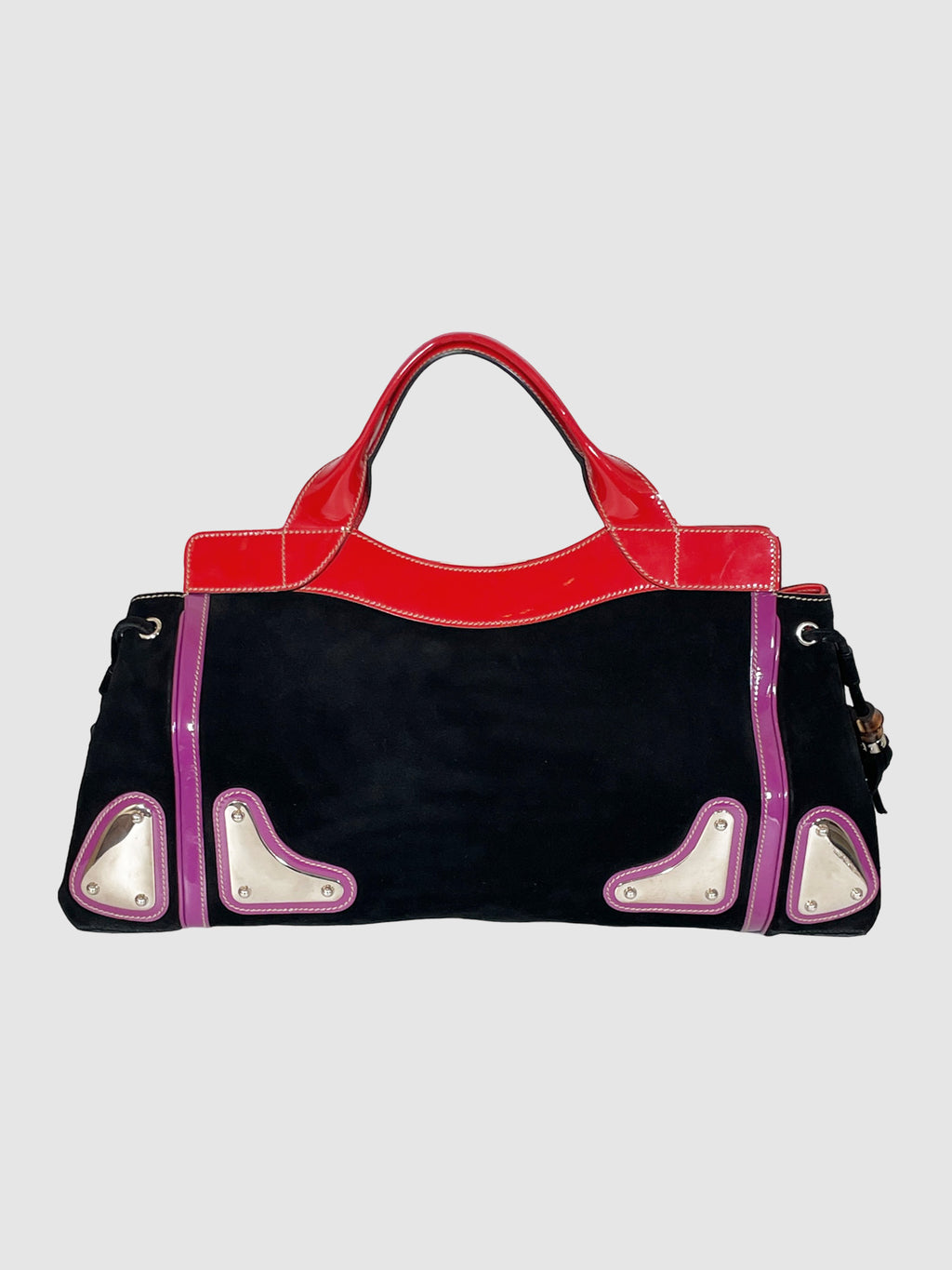 Medium Suede Race Top Handle Bag