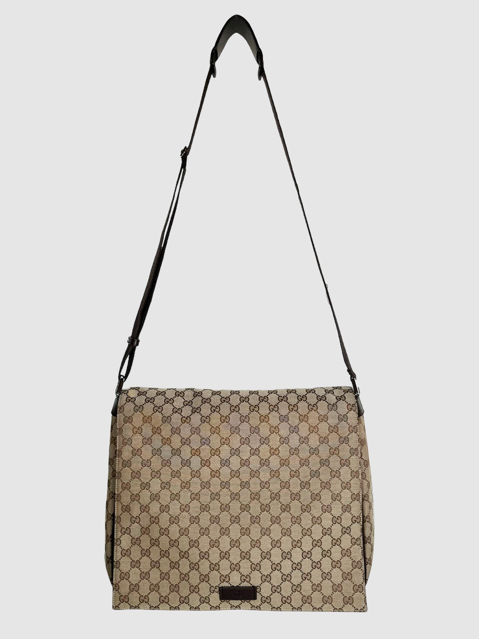 Gucci GG Monogram Canvas Messenger Bag Consignment Secondhand Designer Luxury Resale Toronto Trendy