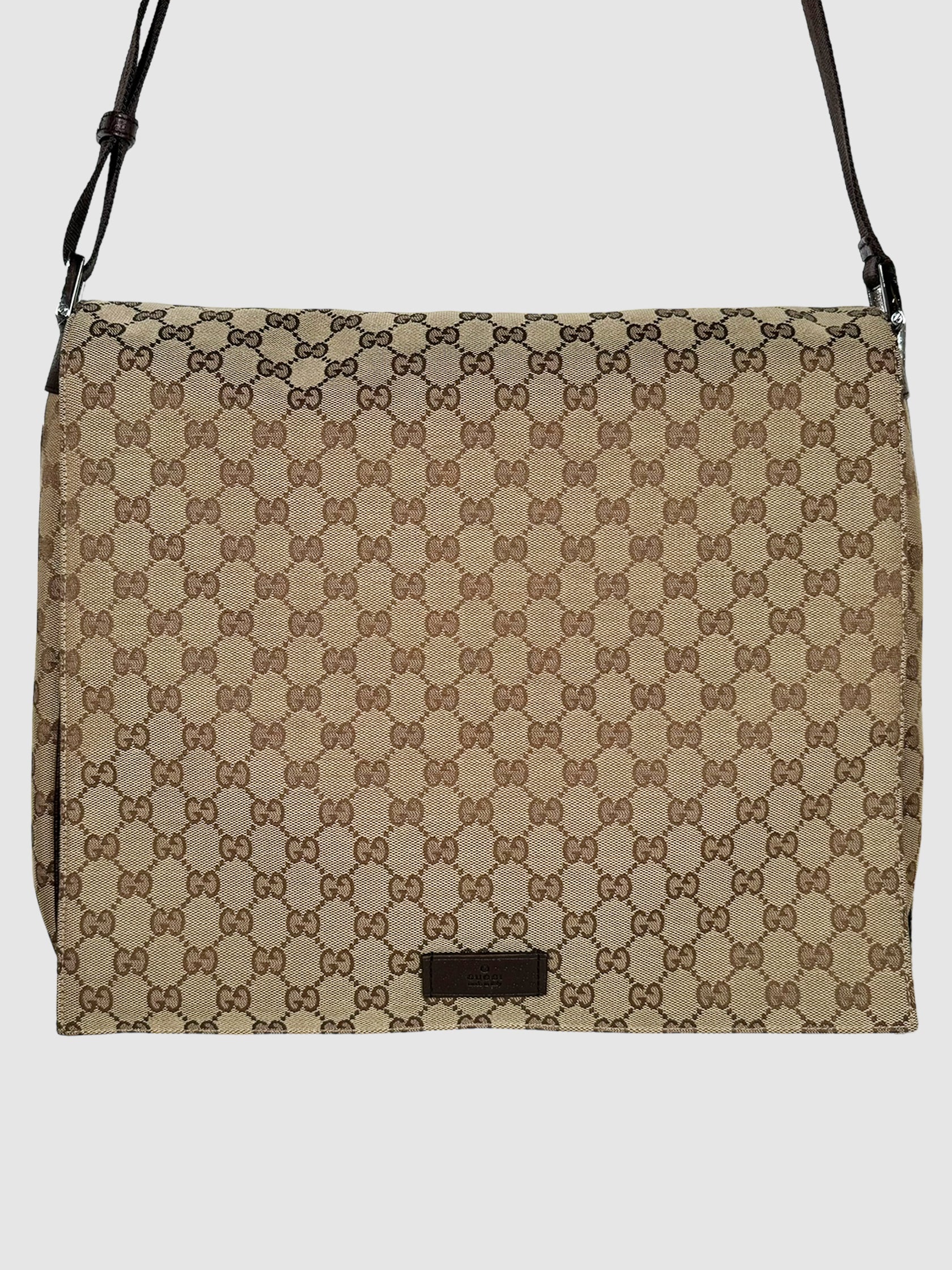 Gucci GG Monogram Canvas Messenger Bag Consignment Secondhand Designer Luxury Resale Toronto Trendy