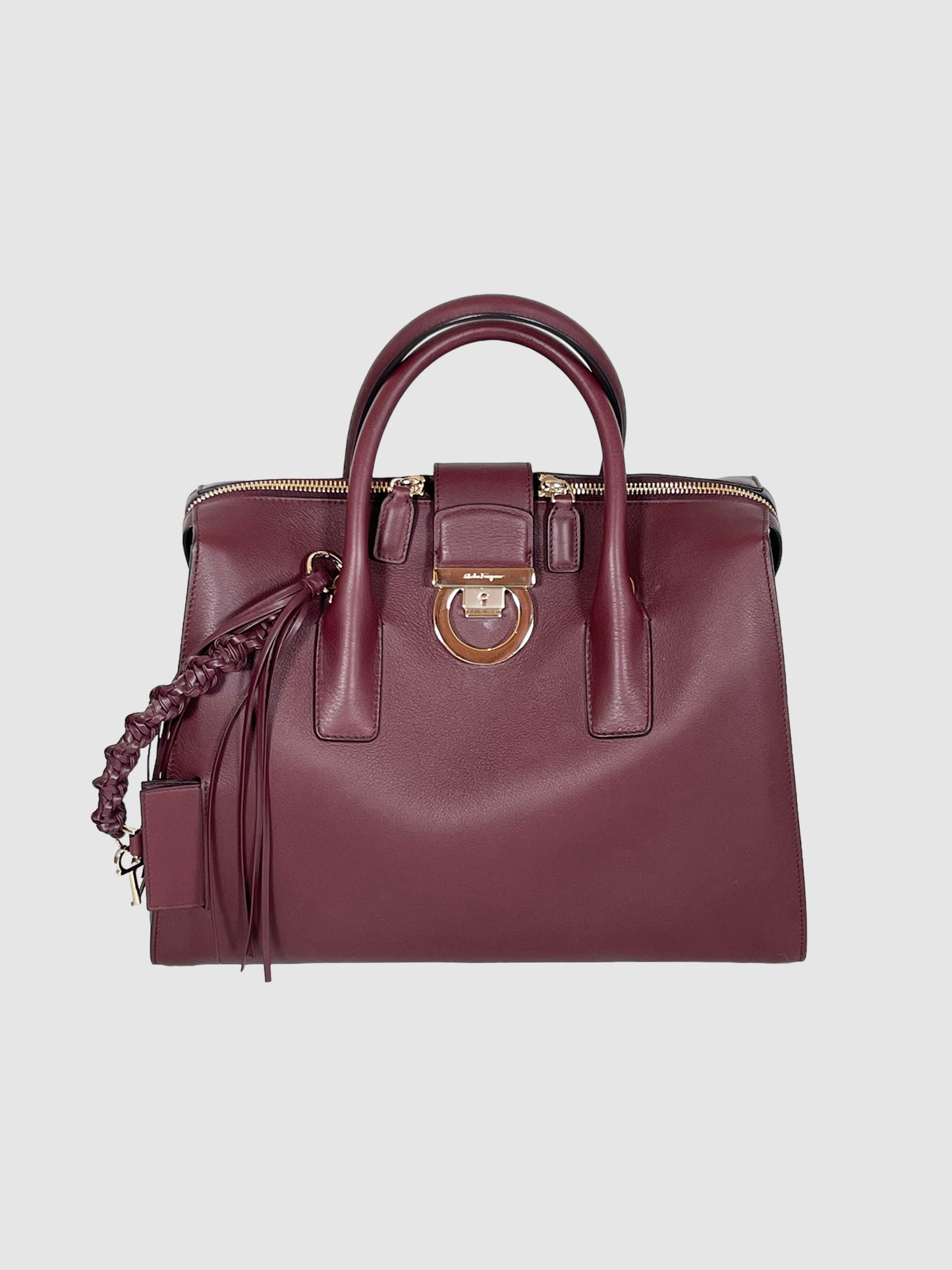 Gancini Leather Satchel