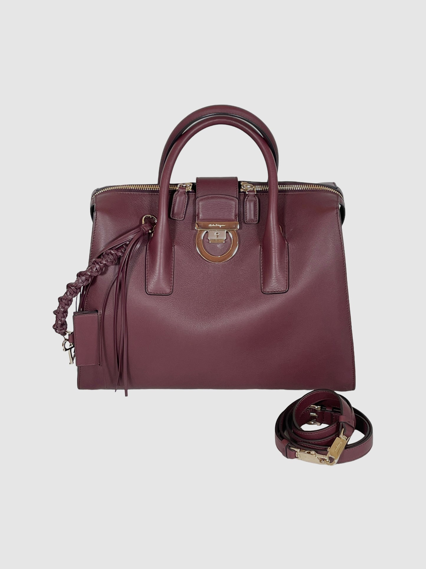 Gancini Leather Satchel