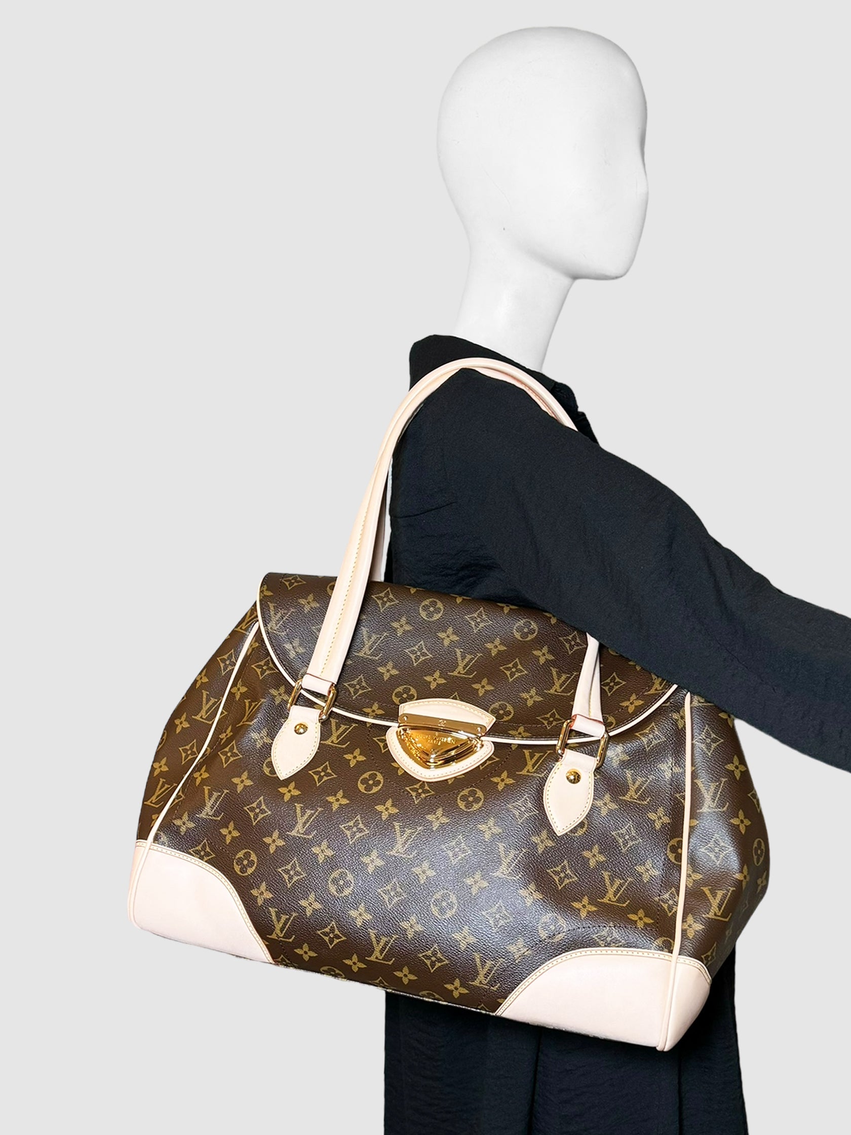 Louis Vuitton 2007 Beverly GM in Brown and Beige Consignment Secondhand Designer Luxury Resale Toronto Trendy