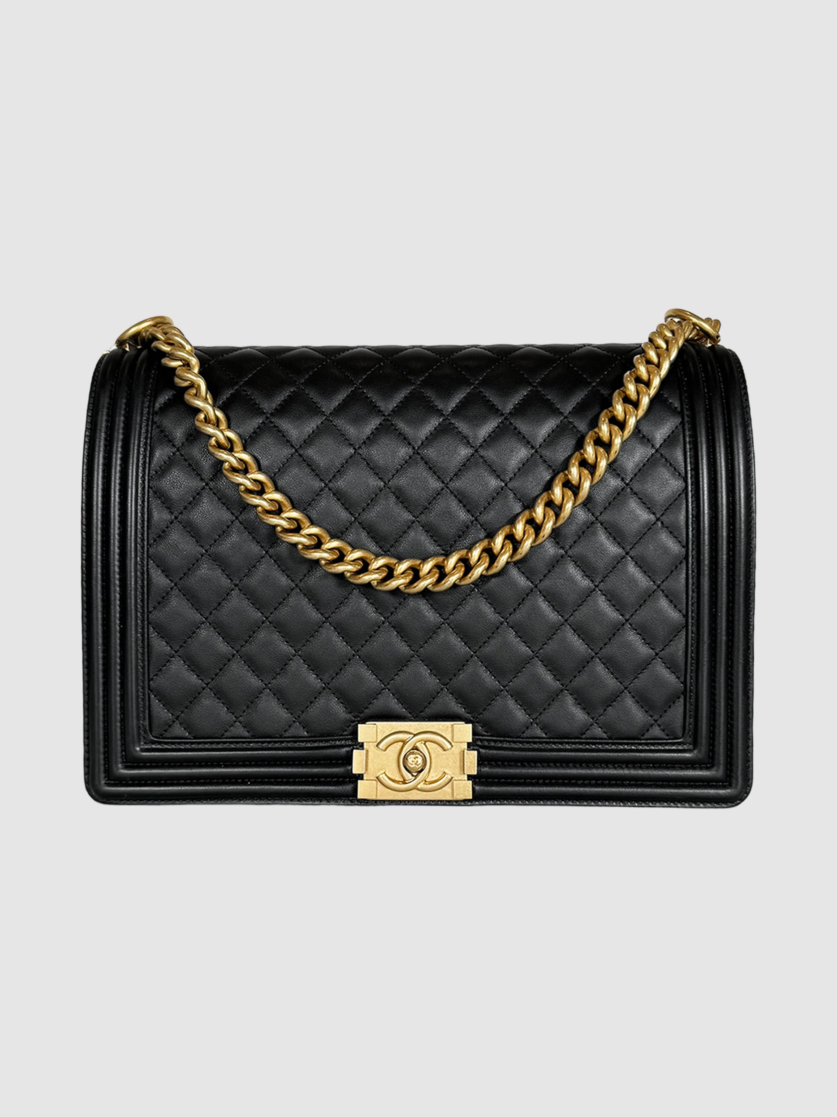 Large Quilted Leather Boy Bag