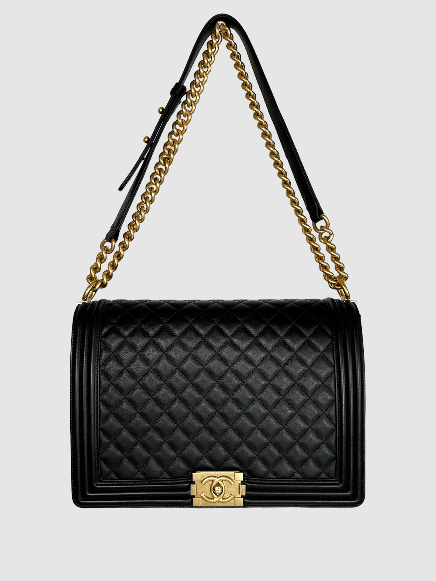 Large Quilted Leather Boy Bag