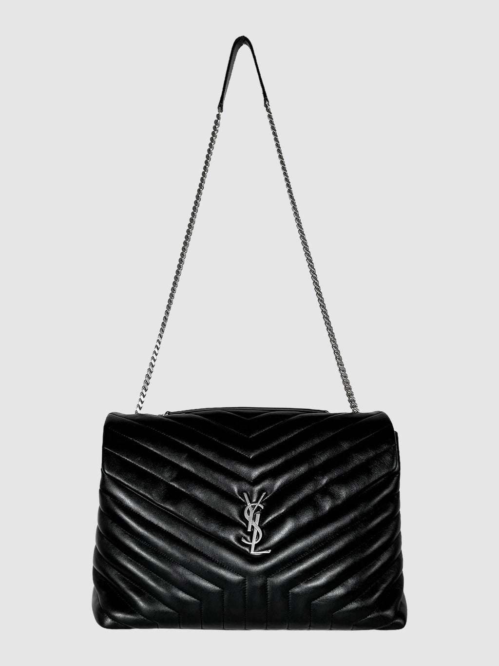 Saint Laurent Black Quilted Large Loulou Chain Satchel Bag Consignment Secondhand Designer Luxury Resale Toronto Trendy