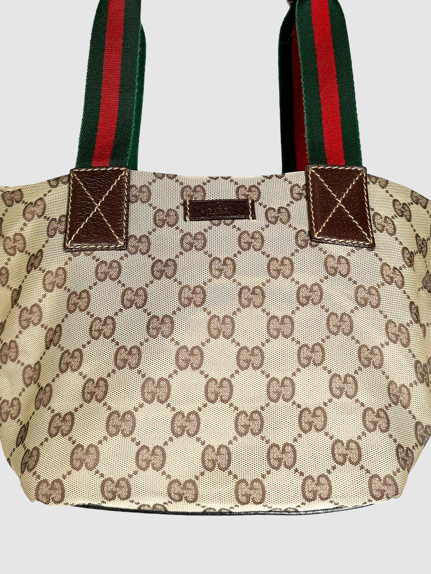 Small GG Canvas Web Tote Bag